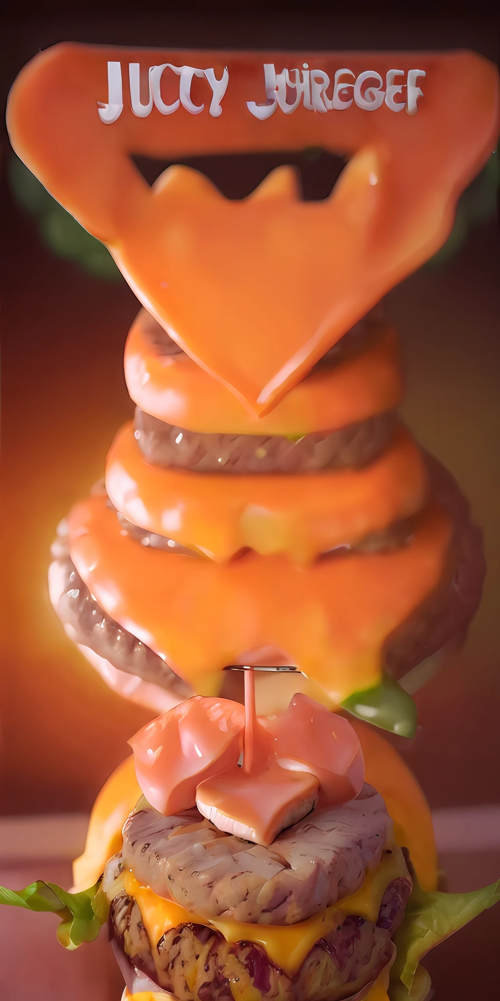 ((best quality)) (detailed) (juicy cheeseburger, vibrant and appetizing colors, mouth-watering details:1.8) against a dark orange background, professional color grading, centered, window lighting, sharp focus, advertising, octane, unreal, high-resolution food photography, masterpiece, ultra detailed, highly detailed, high definition, perfect composition, intricate, cute and beautiful, award-winning photography, sharp details,  High resolution, all in Pixar style, (high resolution and sharpness:1.4)
