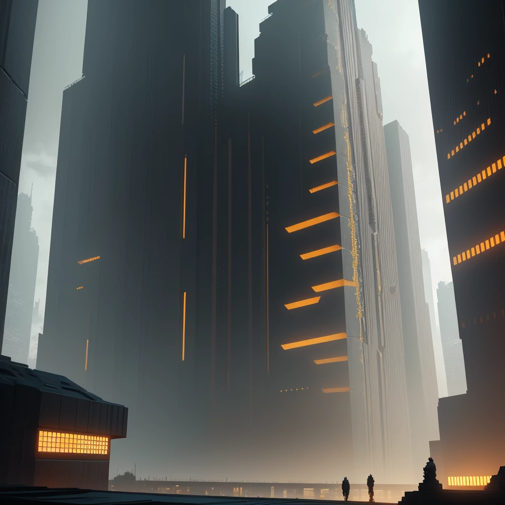 A gigantic caesar detailed carved wall front view, brutalism architecture, cyberpunk cityscape, dark, cosmic, octane, digital painting, cgsociety, artstation, deviantart, gigantism, brutalism, blade runner