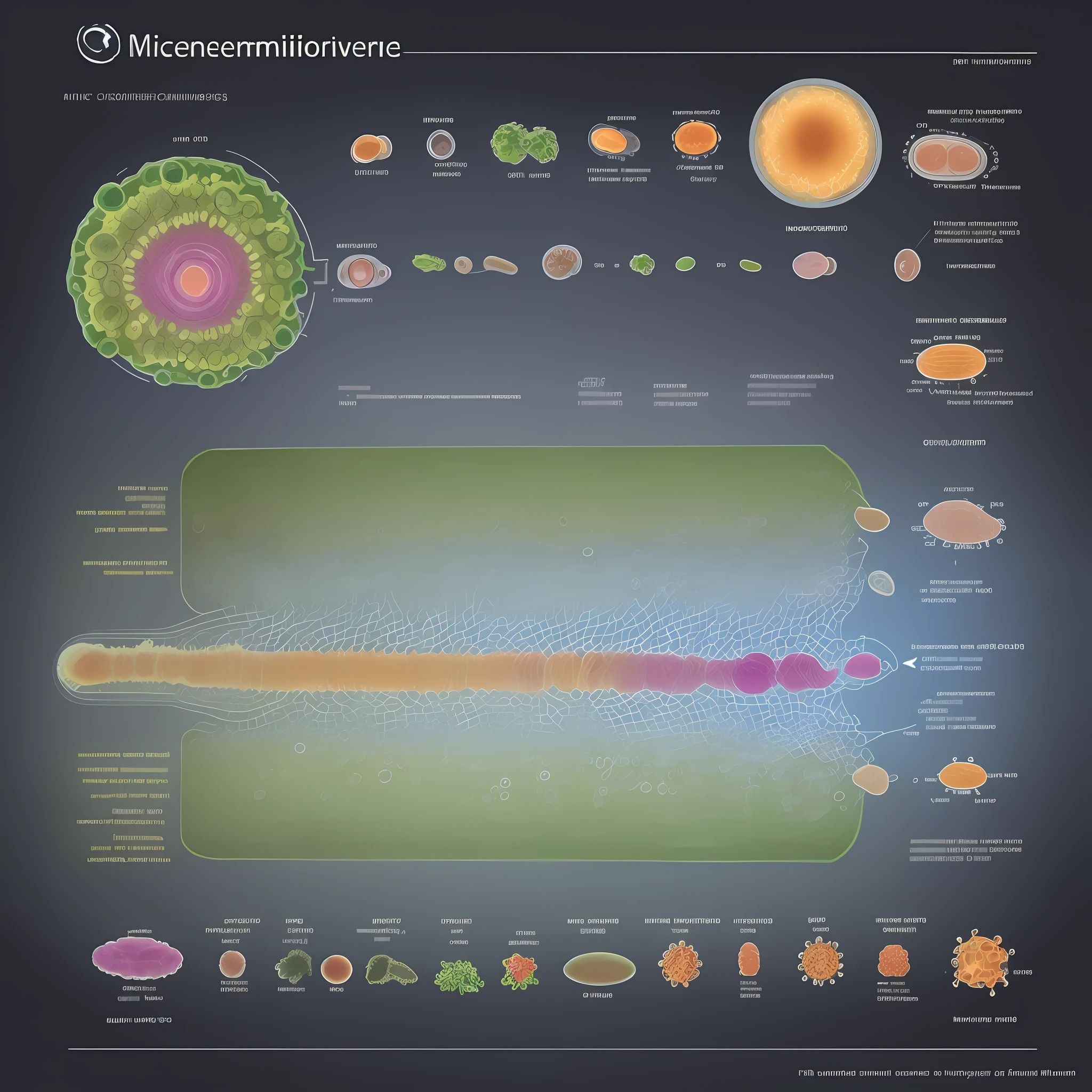 Schematic diagram of microorganisms, transverse