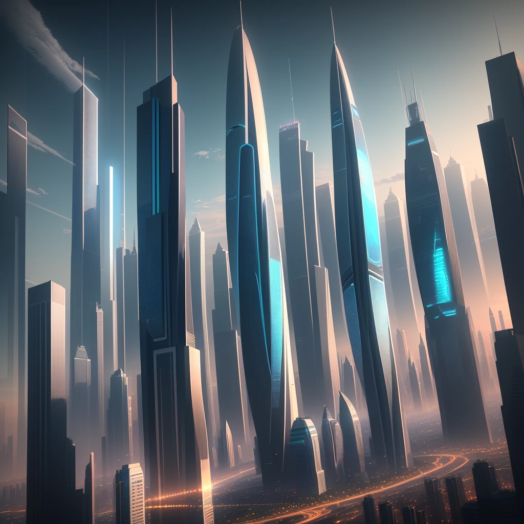 surrealism, conceptual art, hyperrealism, cinematic lighting, cinematic lighting, abstractionism, UHD, masterpiece, high details, award winning, best quality, high-resolution images of future cities, City skyline view with lake and park, illustration by Chasbiao, shutterstock, Art Nouveau, Dubai. The ultra-wide vision of the urban landscape, the sci-fi architecture that breaks through the imagination, all buildings have a sense of science and technology, full of science and technology. Sci-fi blockbuster déjà vu. There is a planet floating in the sky, ((flying cars flying between the buildings)). Architecture combined with light. Neon architecture. Beautiful city of the future, beautiful cityscape, science and technology city background, hou porcelain, there is a city in the background. Inspired by Makoto Shinkai's sought-after concept art and masterpieces on Pixiv, ultra-high resolution (authenticity: 1.4), ultra-high-quality, extremely detailed CG Unity 8k wallpapers, aesthetics, award-winning photography, realism, high detail, detail enhancement, blur removal, intricacies, travel art. Punk, visually stunning. Beautiful futuristic city, beautiful city, Chinese dream land, pexels, blue hour photography, Chinese dreamland, spectacular clouds, fantasy clouds, dreamy lights