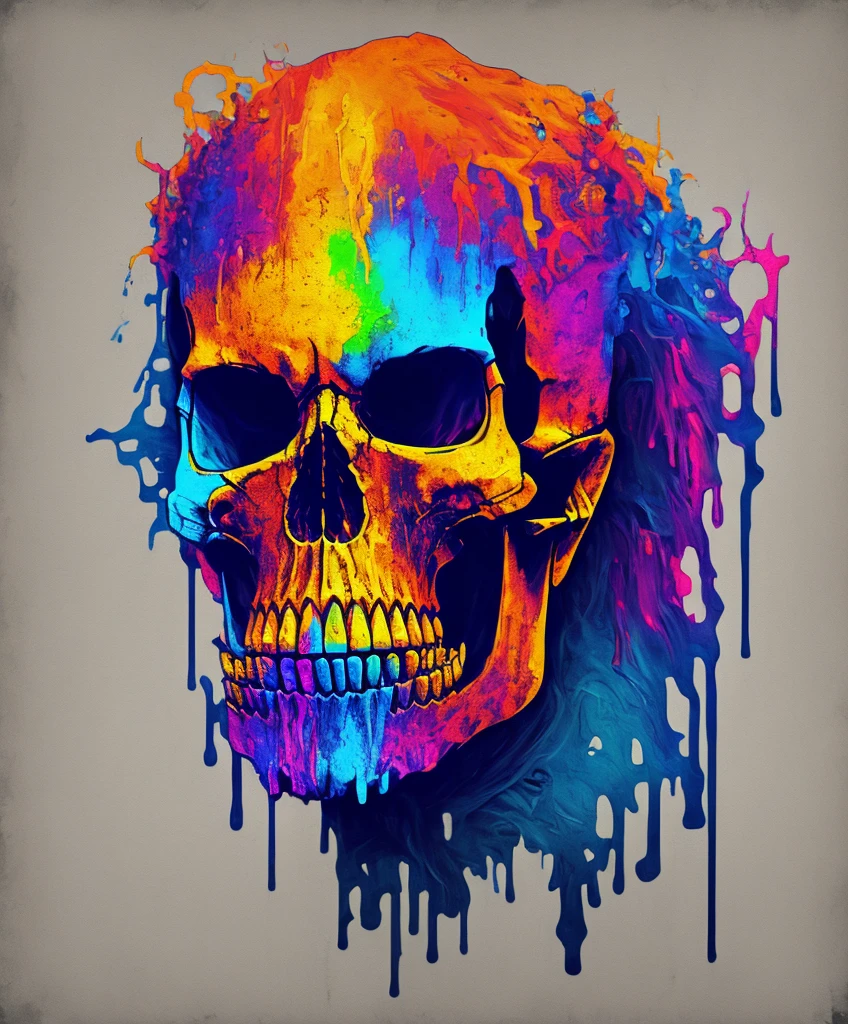 (a portrait of Cyberpunk skull with colorful fluid l:1) , t-shirt logo in the style of tapered fine outline, , art on (empty background:1.4)