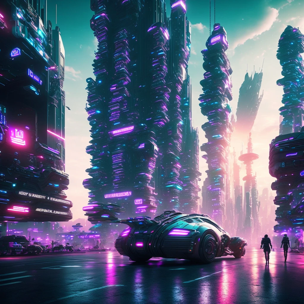 A masterpiece, of the best quality, (very detailed CG Unity 8k wallpaper), (best quality), (best shading), futuristic city, clouds, vegatation, futuristic city with neon lights and people walking on the street, in a futuristic cyberpunk city, busy cyberpunk metropolis, futuristic cyberpunk city, futuristic cyberpunk scenario, sci-fi digital art illustration, futuristic digital painting, arstation and beeple highly, cyberpunk dreamscape, cyberpunk art style, futuristic art style, futuristic cityscape, futuristic city street, retrofuturistic digital painting