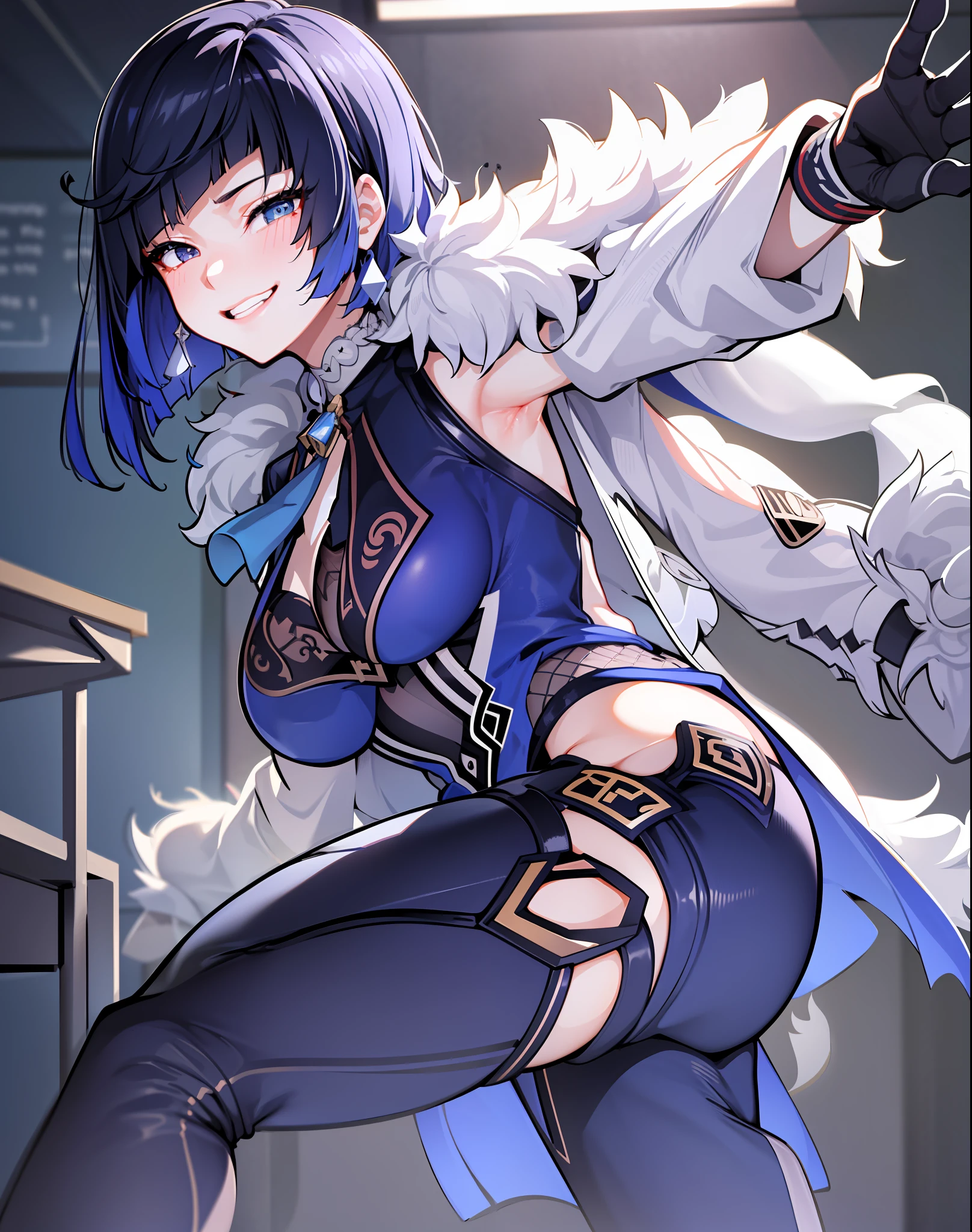25 year old korean woman,, ((in the classroom)), ((school uniform)), RAW photo, (photorealistic:1.37, realistic), highly detailed CG integrated 8K wallpapers, 1girl, ((perfect body:1.1)), (medium breasts:1.2), viewer view, (((straight from front))), (HQ skin:1.2, shiny skin), 8K UHD, DSLR, Soft Lighting, High Quality, Film Grain, Fujifilm XT3, ((Full Body:0.8)), (Professional Lighting:1.4) ,Sexy, Demanding Smile,Yaran,Genshin Impact