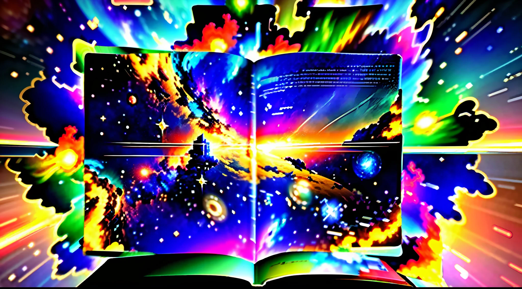 Open book with universe in background wince, longeyeclashes, anaglyph, atmospheric perspective, concept art, 8k, super detail, ccurate, best quality, super detail --16:9