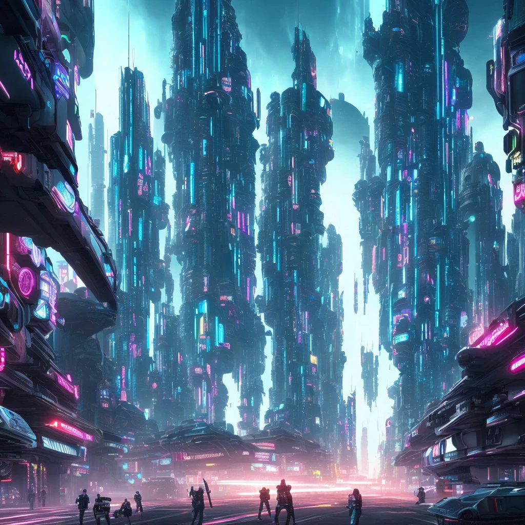 A masterpiece, of the best quality, (very detailed CG Unity 8k wallpaper), (best quality), (best shading), futuristic city, clouds, vegatation, futuristic city with neon lights and people walking on the street, in a futuristic cyberpunk city, busy cyberpunk metropolis, futuristic cyberpunk city, futuristic cyberpunk scenario, sci-fi digital art illustration, futuristic digital painting, arstation and beeple highly, cyberpunk dreamscape, cyberpunk art style, futuristic art style, futuristic cityscape, futuristic city street, retrofuturistic digital painting