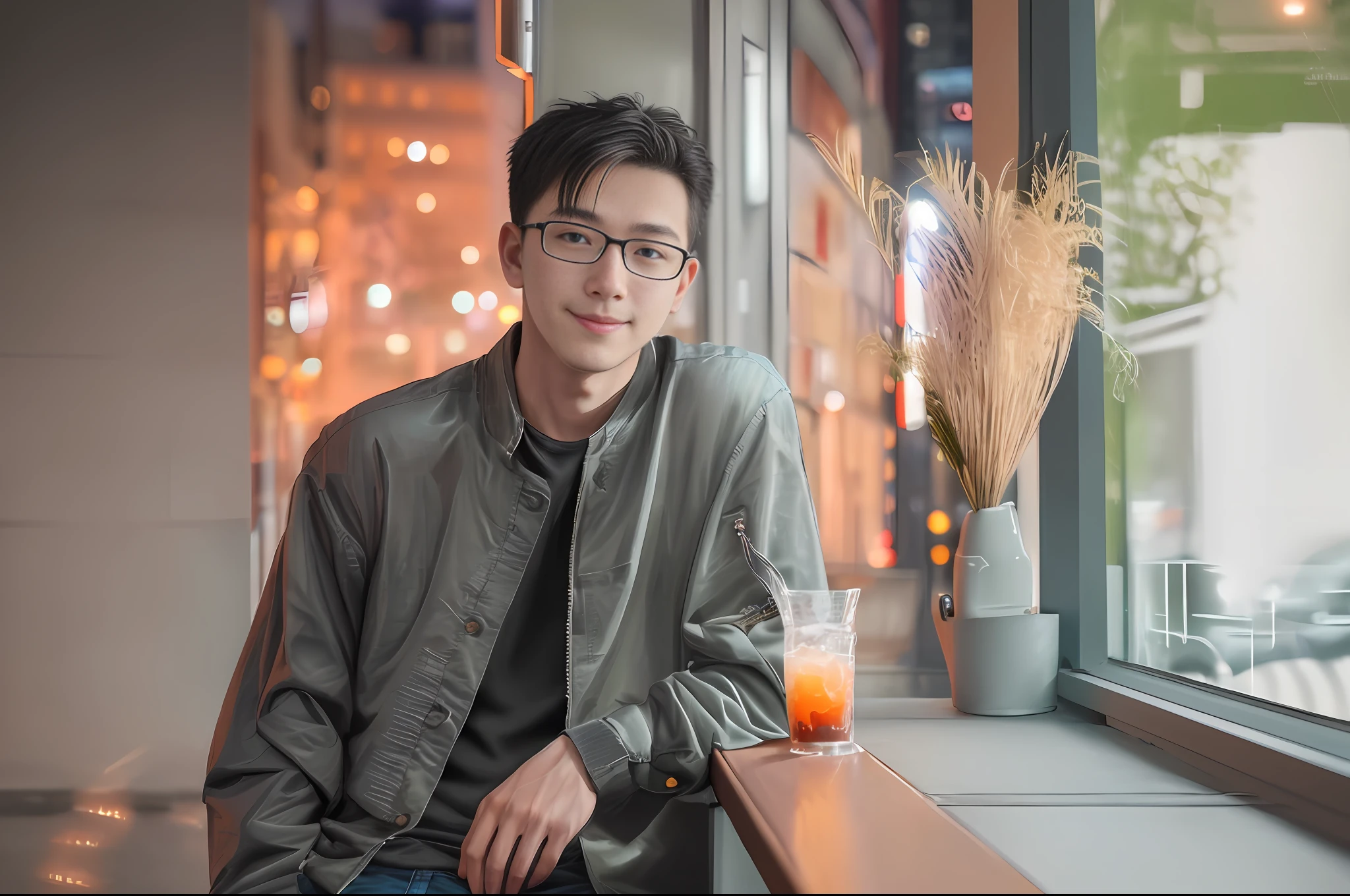 RAW photo, a portrait photo of 25 y.o man in casual clothes, night, city street, (high detailed skin:1.2), 8k uhd, dslr, soft lighting, high quality, film grain, Fujifilm XT3