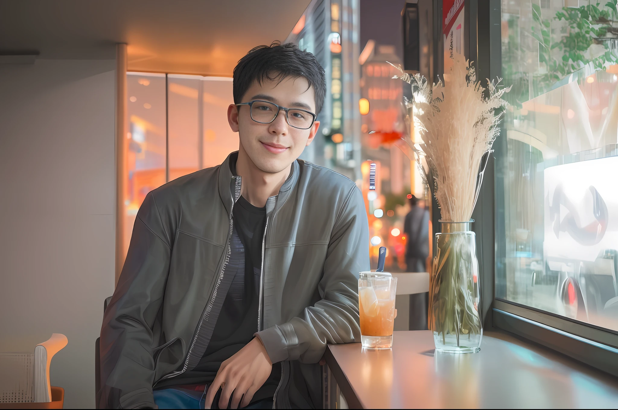 RAW photo, a portrait photo of 25 y.o man in casual clothes, night, city street, (high detailed skin:1.2), 8k uhd, dslr, soft lighting, high quality, film grain, Fujifilm XT3