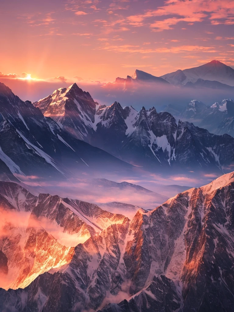 Best quality, masterpiece, sunset, rose, mountain, high resolution, 8k uhd, high quality, volumetric lighting, high resolution, 4k, 8k,