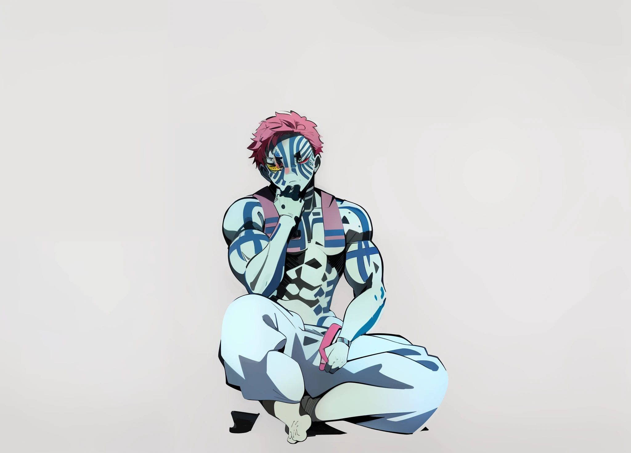 (best quality, masterpiece, ultra detailed), 1boy, Wrath, pink_hair, yellow_eyes/red_eyes, tatto , (bestcar)
