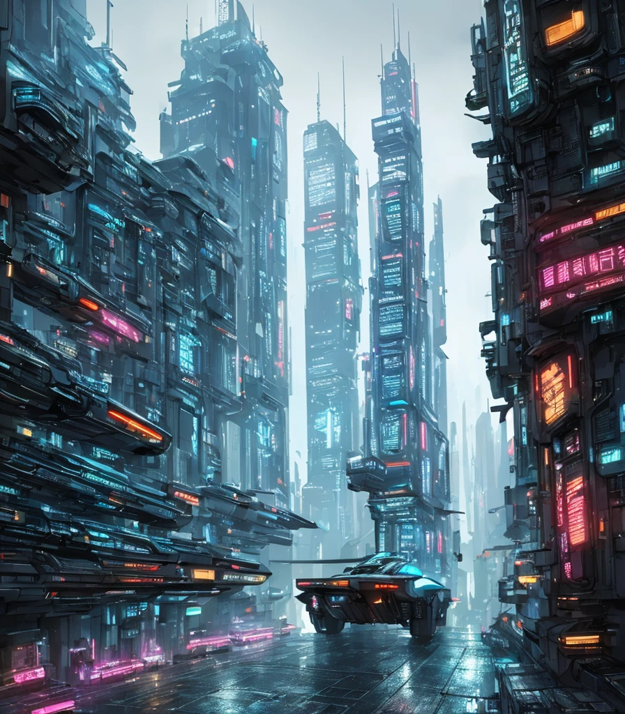 Masterpiece, highest quality, rich detail, high resolution, futuristic city, futuristic vehicle, futuristic machine, blade runner, aesthetic, dreamy, sci-fi, neon, pyrotechnics, advertising