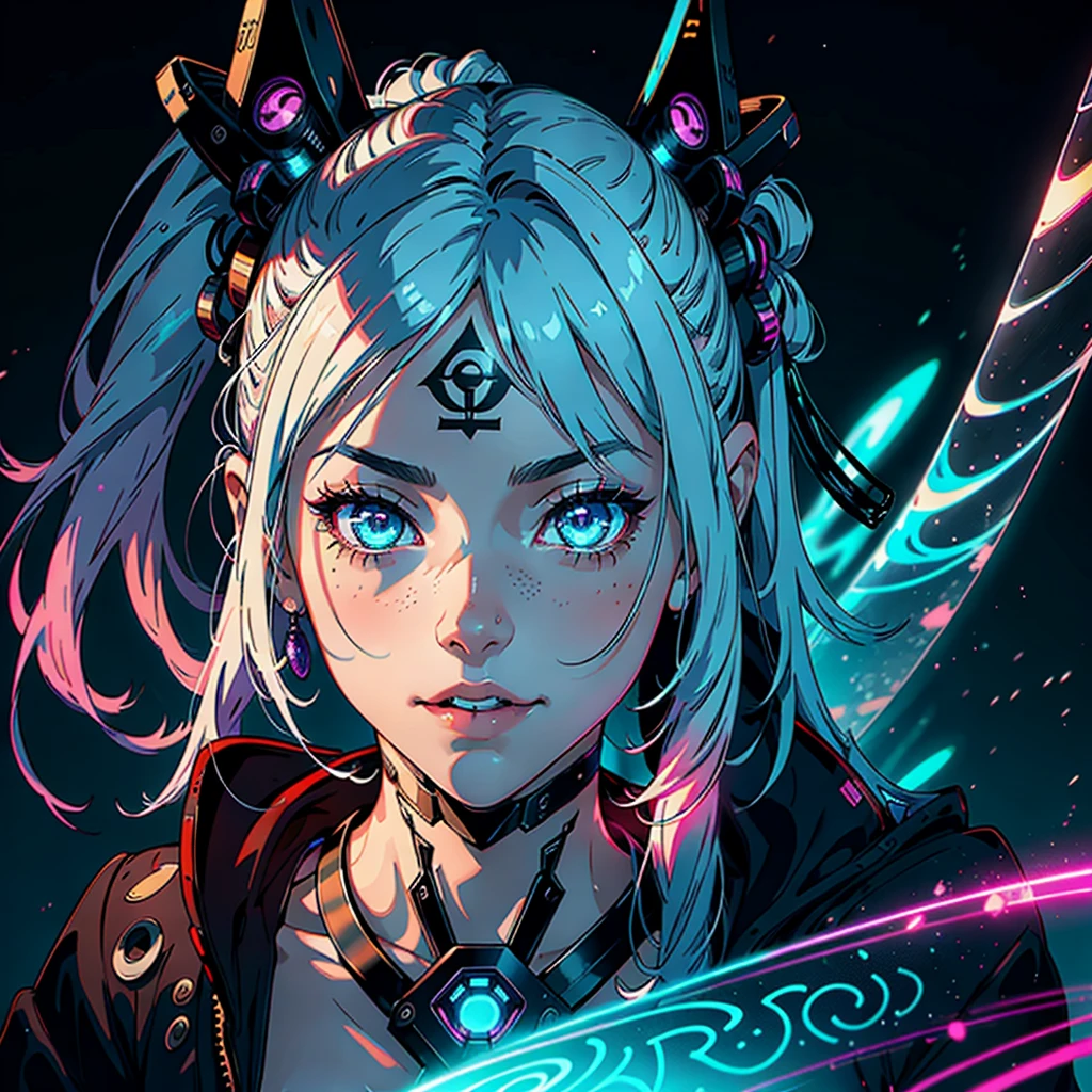 1girl, solo, one girl , white twintails hair, tattoo, futuristic outfit, neon samurai, very beautiful cyberpunk samurai, cyberpunk samurai, style of ghost blade, victo ngai cyberpunk style, neon cyberpunk style, cyberpunc, neon cyberpunk, technomancer, video game character, synthwave image, cyberpunk voodoo, neon glow concept art,moon, lantern, night, solo, outdoors, sky, full moon, rain, mountain, cloud, paper lantern, night sky, bangs, tree, reflection, cloudy sky, {{(masterpiece),(extremely detailed CG unity 8k wallpaper),best quality,solo,cinematic lighting,detailed background,beautiful detailed eyes,bright pupils, (an extremely delicate and beautiful),(Beautiful and detailed eye description),ultra-detailed,masterpiece,}}, detailed eyes, beautiful eyes, realistic eyes, nice eyes, perfect eyes, smiling 🥰