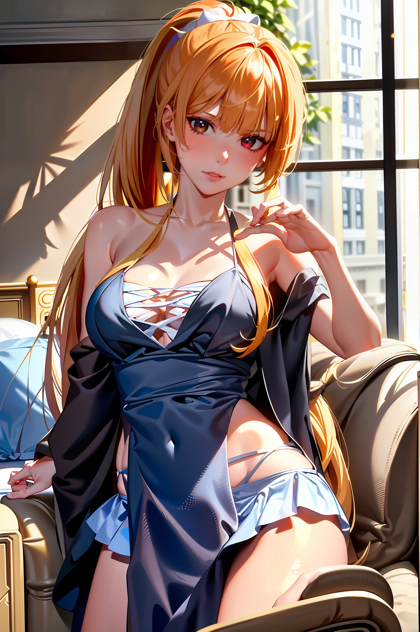 (Best quality, Masterpieces: 1.4), (Realism: 1.2), (Reality: 1.2), (Absurdity: 1.2), 4K, Detail, Hyperdetail, Digital Art, Detailed Face, (Ultra-Detailed Eyes: 1.2), Indoor, Miniature Bikini, White Clear Bikini, Vintage Window, (Face Focus: 1.4), (Face Close-up: 1.2), (Very Long and Dull Golden High Ponytail: 1.4), (Blunt Bangs: 1.2), (Red Eyes: 1.4), (Surime: 1.4), (Anger: 1.2), Viewer, (Puffy Lips: 1.4), (rooms: 1.2),