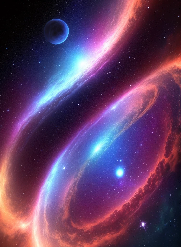 Sign of Aries on a background of the universe in the colors Bland, Blue and Ruby