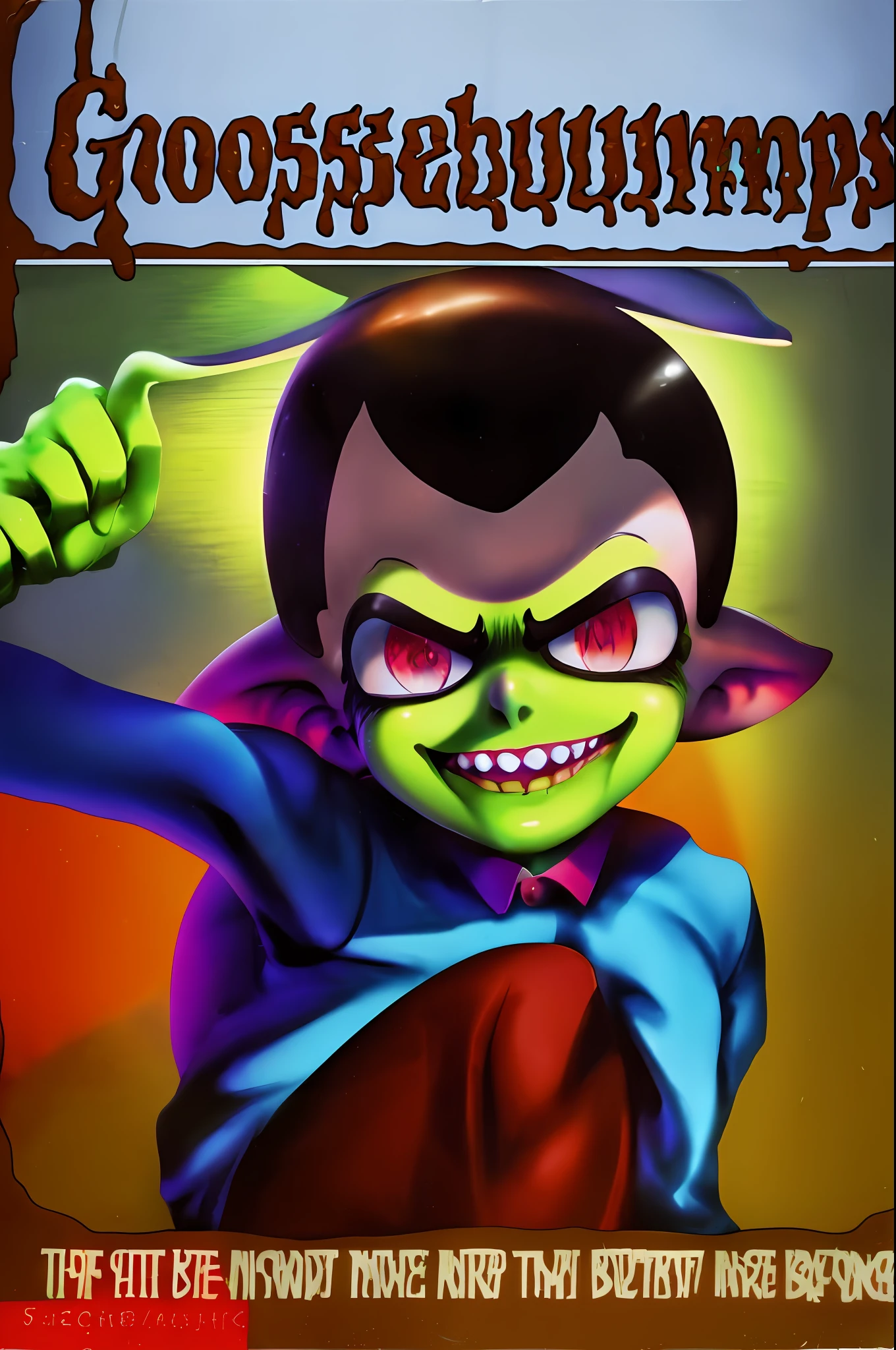 GoosebumpsBookCover,slappy the dummy as an inkling,reaching out for you