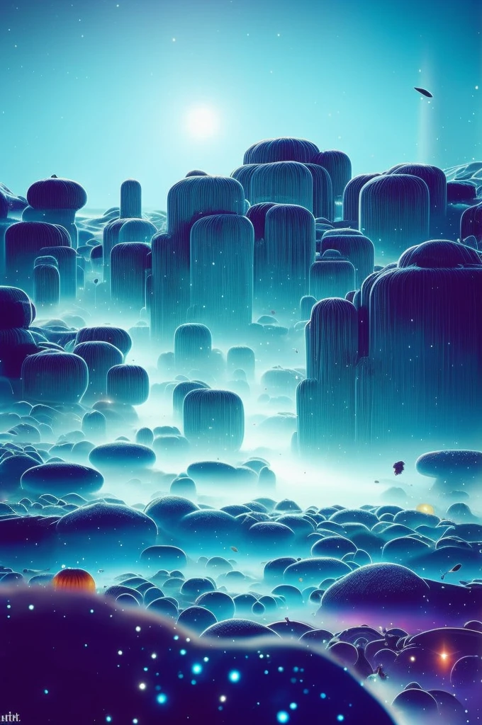 Planet Pandora, Persian Cat City, hallucination, spirit, soul, energy, universe, spiritual energy art, ancient healing source energy, futuristic buildings, fantastic plants, alien mind, riot of colors, cheerfulness, happiness, hyper-realistic, detailed, bird's eye view, 64k, 3D