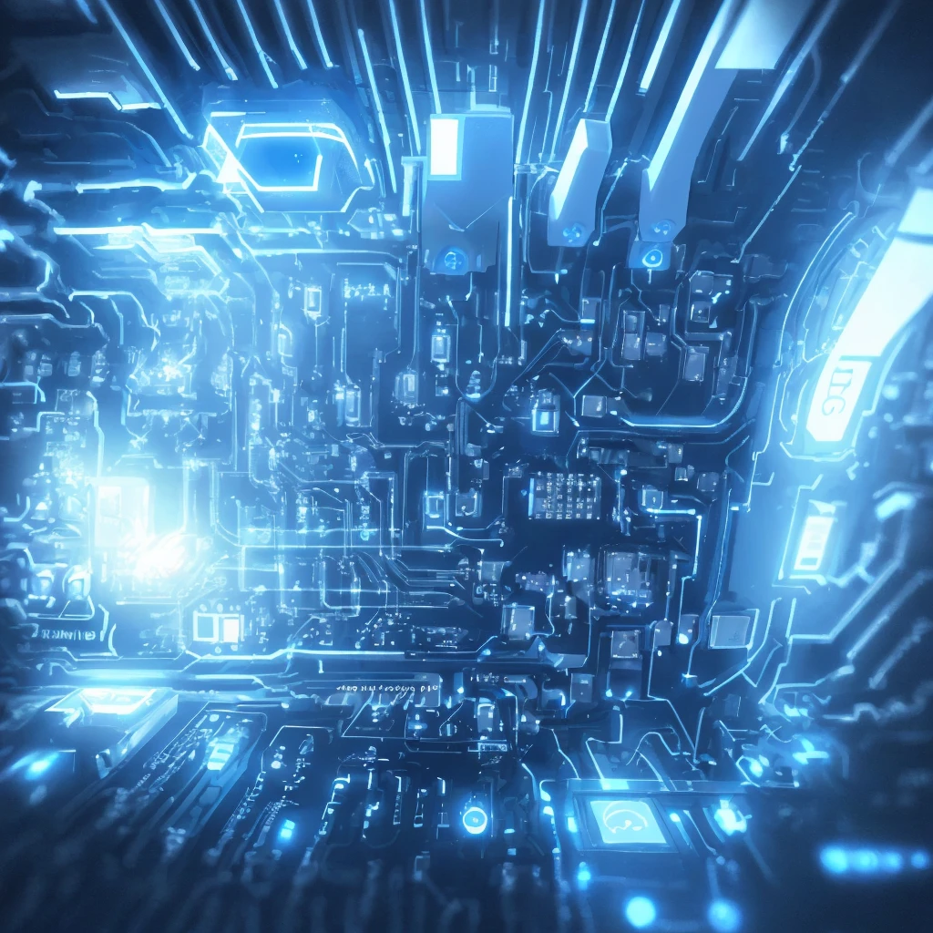 cloud computing with a person connected via blue leds, resista photo, many details