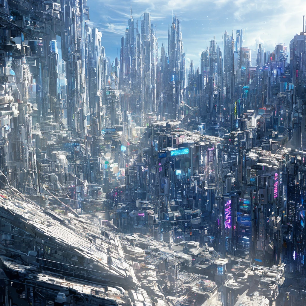 orbital habitat, cyberpunk cityscape, satellite, starlight