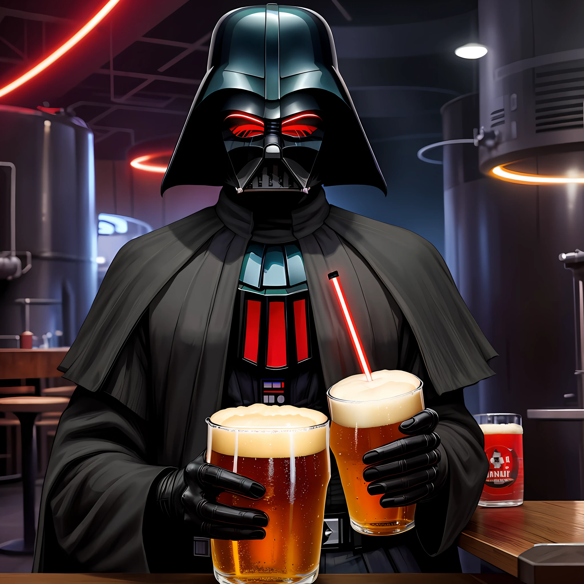 Darth Veder drinking beer