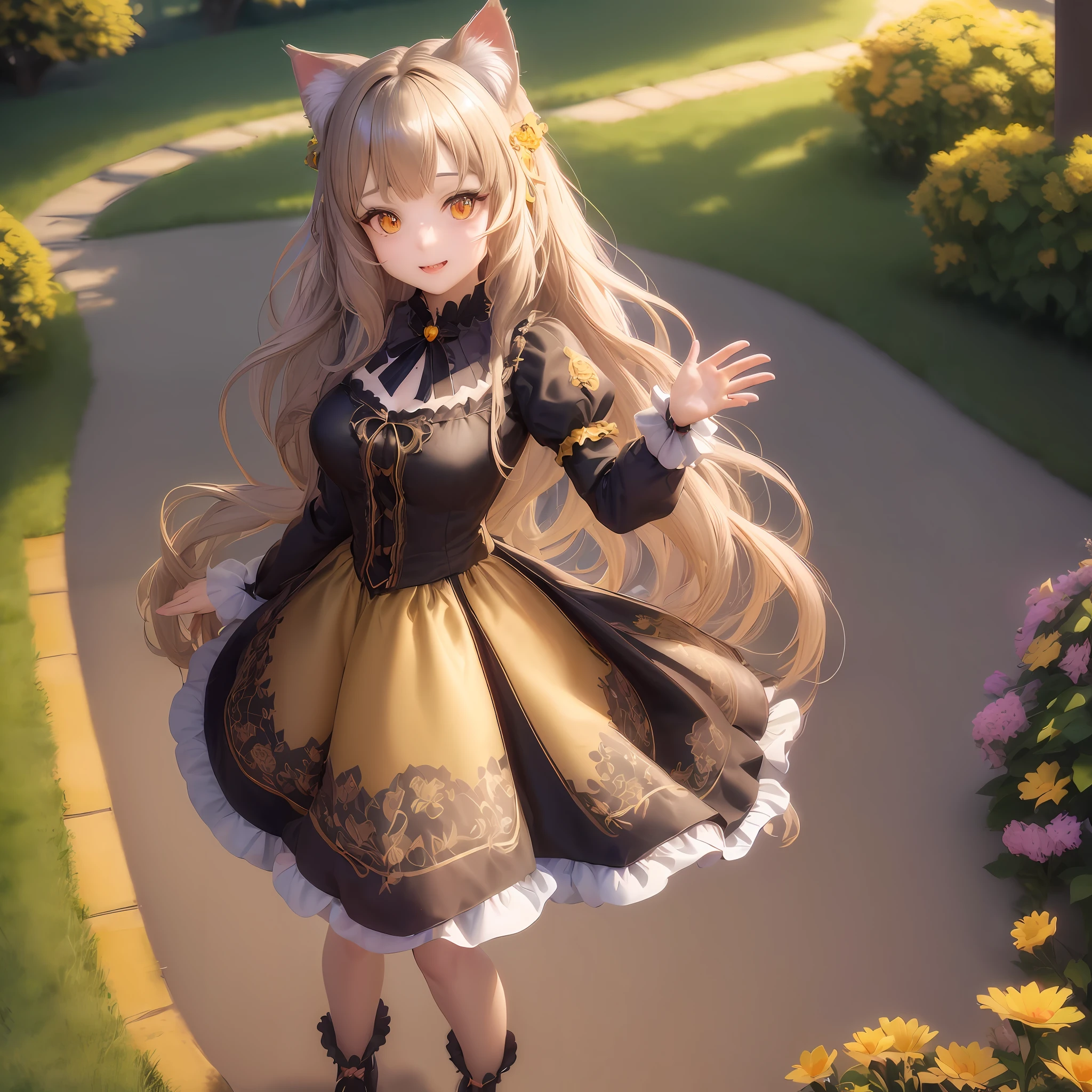 anime girl in a dress with a cat ears and a cat tail, cute anime waifu in a nice dress, very beautiful anime cat girl, beautiful anime catgirl, loli in dress, small curvy loli, render of a cute 3d anime girl, cute anime catgirl, smooth anime cg art, anime girl with cat ears, 8k high quality detailed art