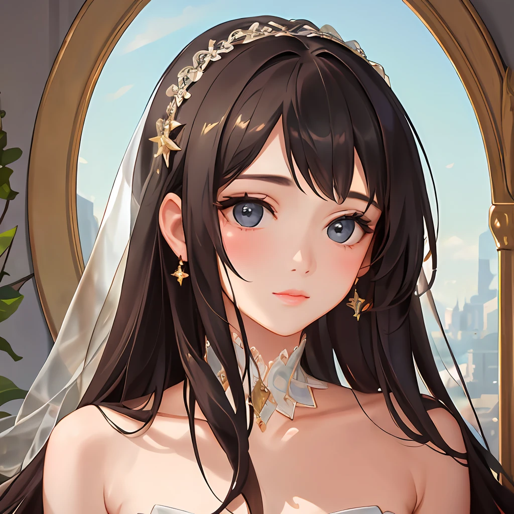 Immerse yourself in the allure of this enchanting portrait, where the artist skillfully captures the delicate features and natural charm of a truly beautiful girl, making it a timeless piece of art.