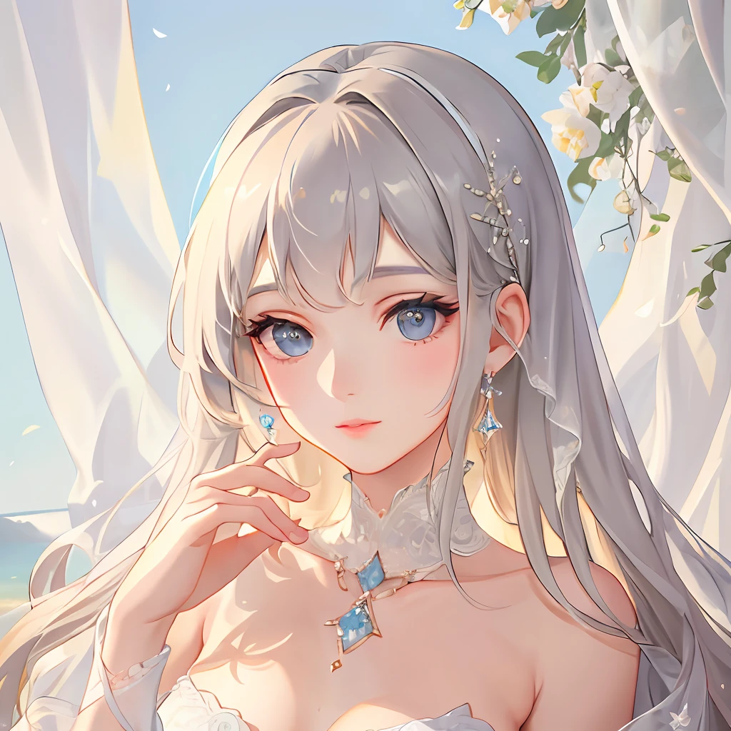 Immerse yourself in the allure of this enchanting portrait, where the artist skillfully captures the delicate features and natural charm of a truly beautiful girl, making it a timeless piece of art.