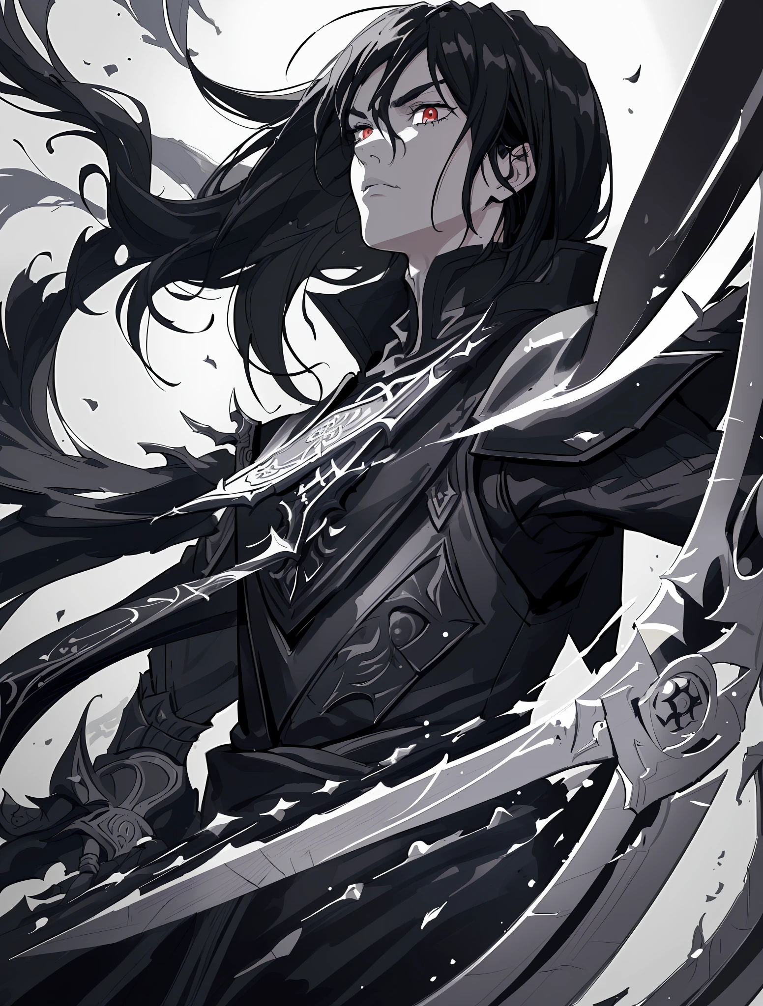 ((extremely detailed:1.22) a lethal dark swordsman :1.22), (loses limb:1.08), (spurts blood:1.11), (Full contact:1.06), (Stabbed:1.04), (One has white eyes and black hair:1.20), (he is wearing unique armor (ultra detailed:1.22) dark fantasy:1.22), (wounded:1.14), high intensity, (dagger swords and magic:1.17), (magic circles:1.10), (2021:1.25 anime art style), (digital illustration:1.20), (dark fantasy:1.15), (digital art:1.20), (splash art style aesthetic:1.15), (dramatic angle:1.15), (masterpiece:1.25), (best quality:1.25), (highres:1.25), 8k, (intricately detailed:1.22), (exquisite line art:1.16)