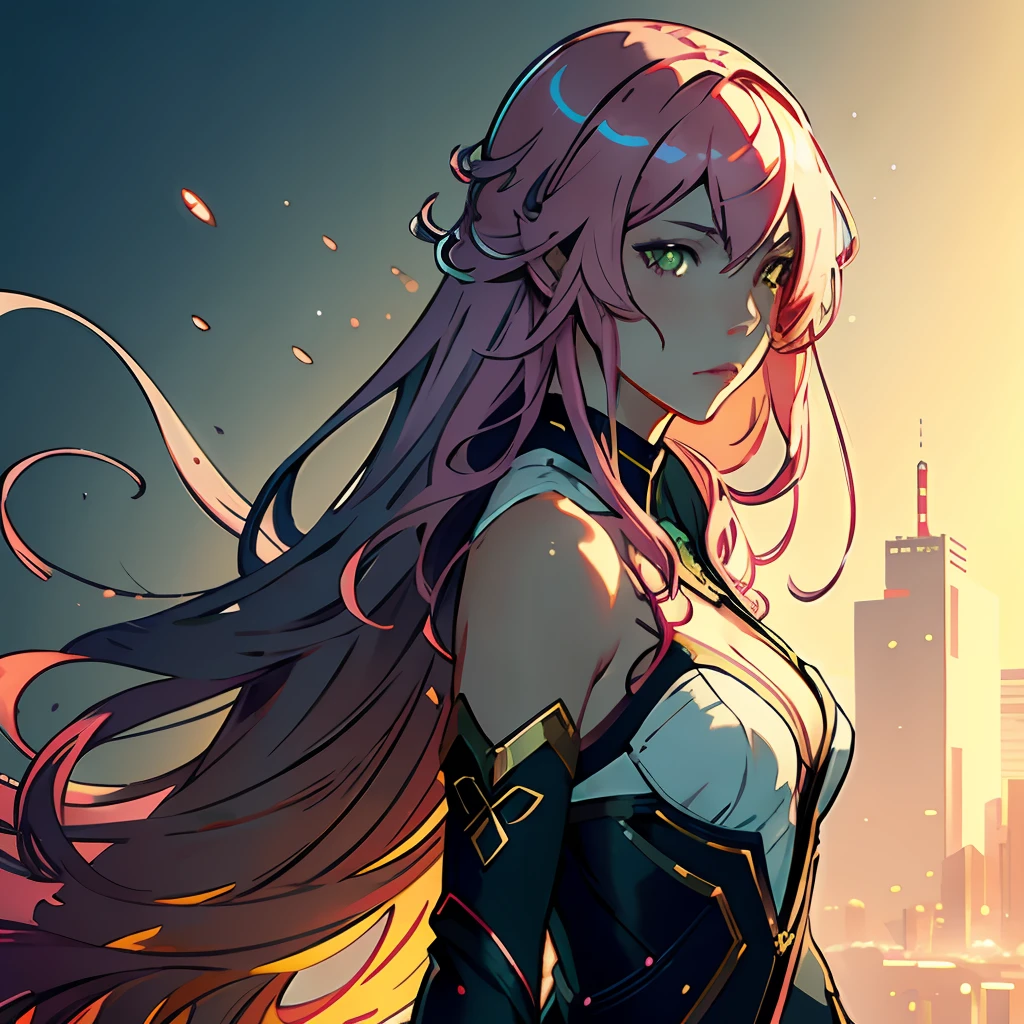Produce a captivating digital artwork drawing inspiration from the styles of Wlop, Greg Rutkowski, and Sandro Botticelli, featuring a neko girl with long pink hair that shines with a soft glow and enchanting yellow eyes that emanate a sense of mystery. Showcase her against a contrasting background to emphasize her ethereal beauty and create a visually striking composition