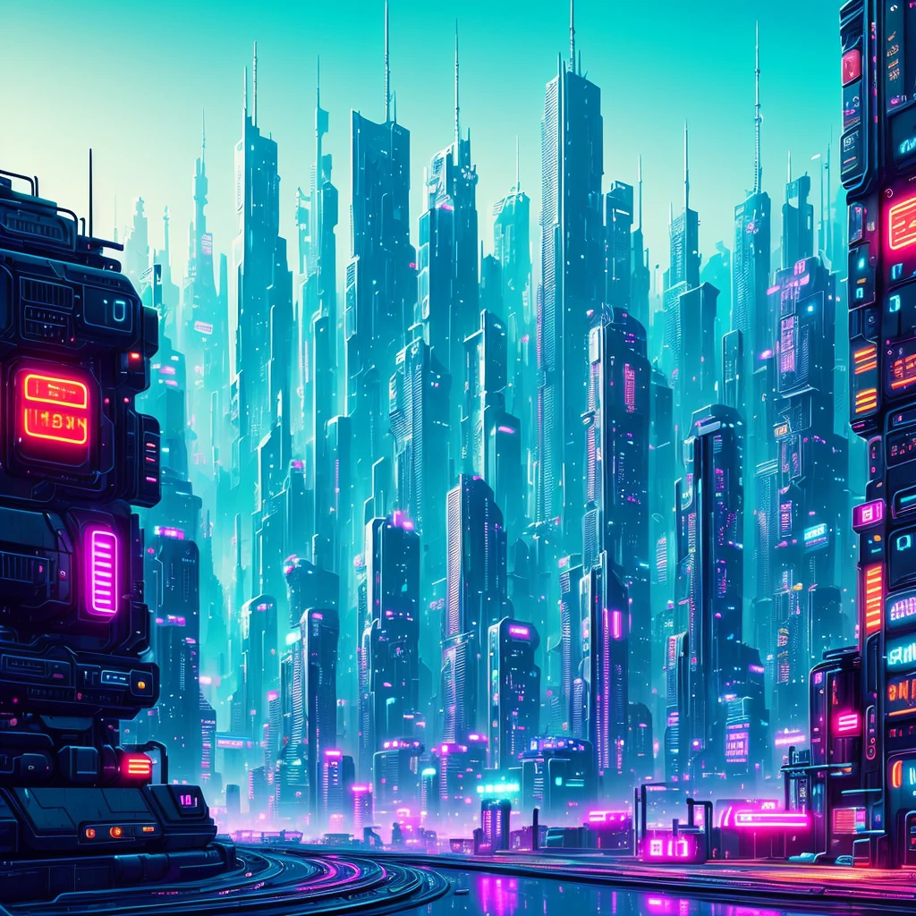 Futuristic city landscape, high contrast, vibrant vibrant colors, industrial themed, post-apocalyptic, nightscape, neon lights, sharp details, by michael c. hall, michal dudzinski and chen ping, trending in artstation, digital art, with dynamic lighting, cinematic framing.