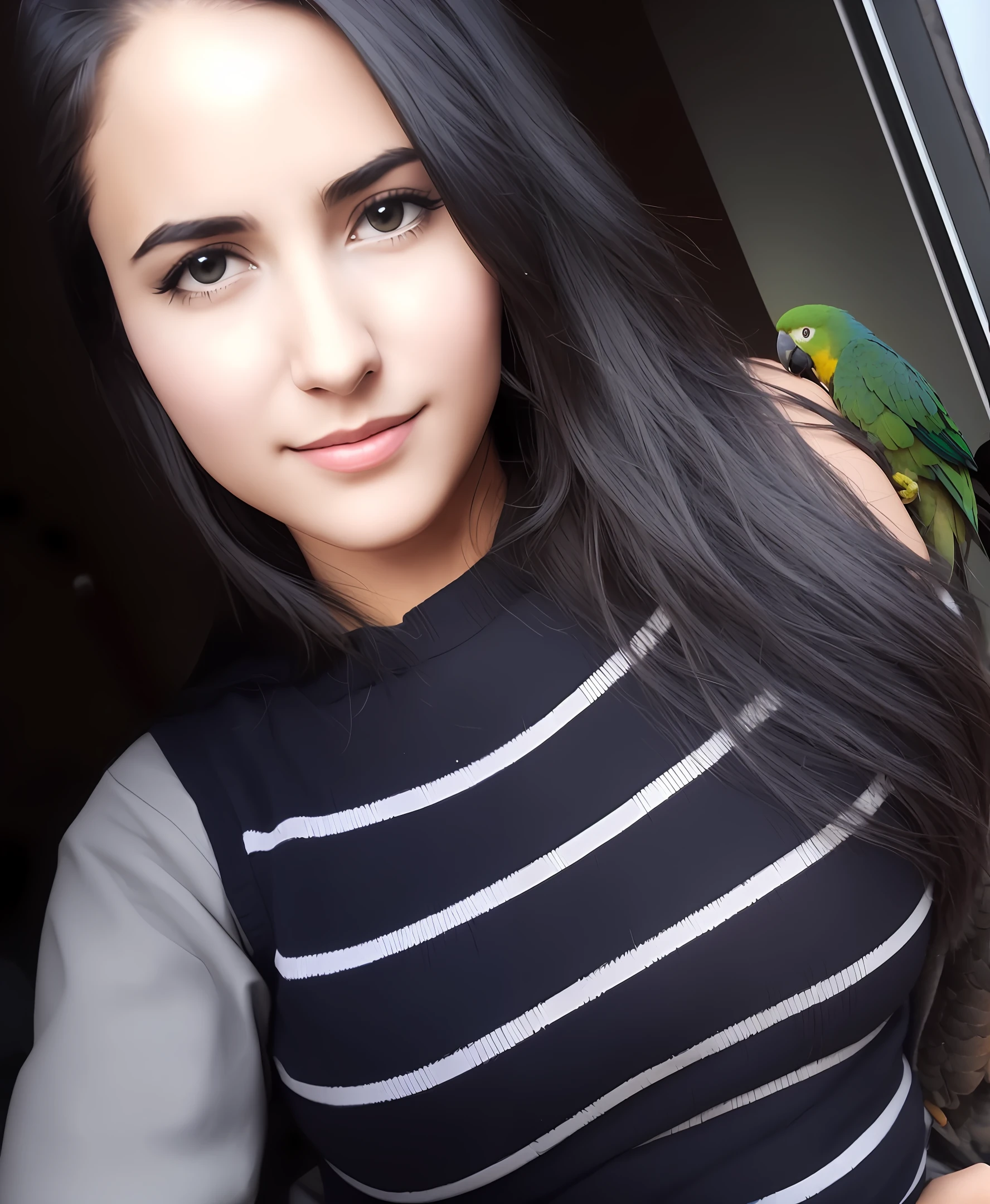 with a Green parrot