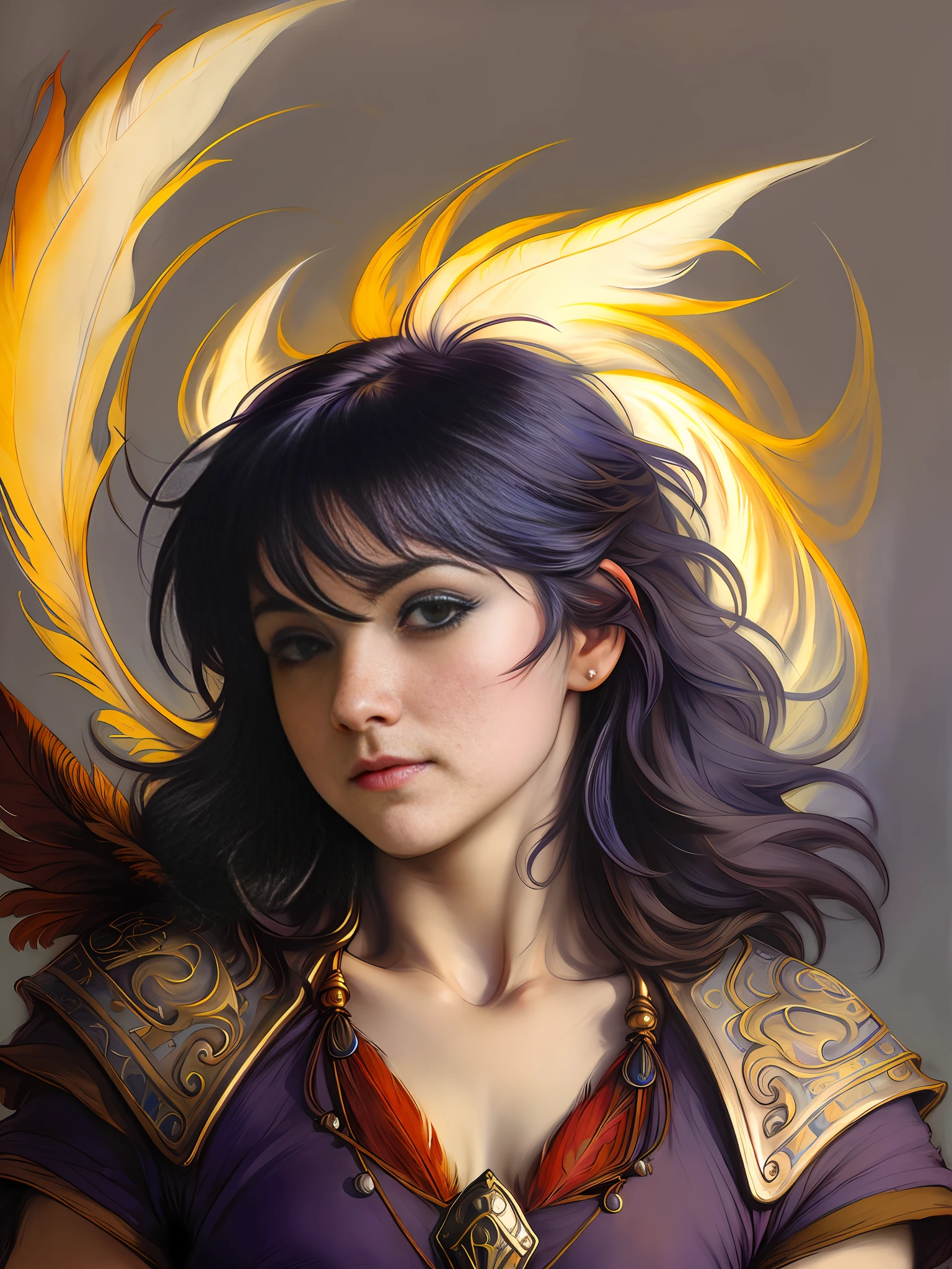 Brian Froud style, oil painting, chiaroscuro, comic style, A hybrid creature with the body and head of a wolf but the feathers and tail of a raven, on (cold pressed 300g/m² cotton paper), dynamic, highly detailed, artstation, concept art, smooth, sharp focus, illustration, art by John William Waterhouse, details by Carl Larsson, detailed cavern background, 60-30-10 color rule, warm tones, rays of light, studio lighting, white background, pastel colors