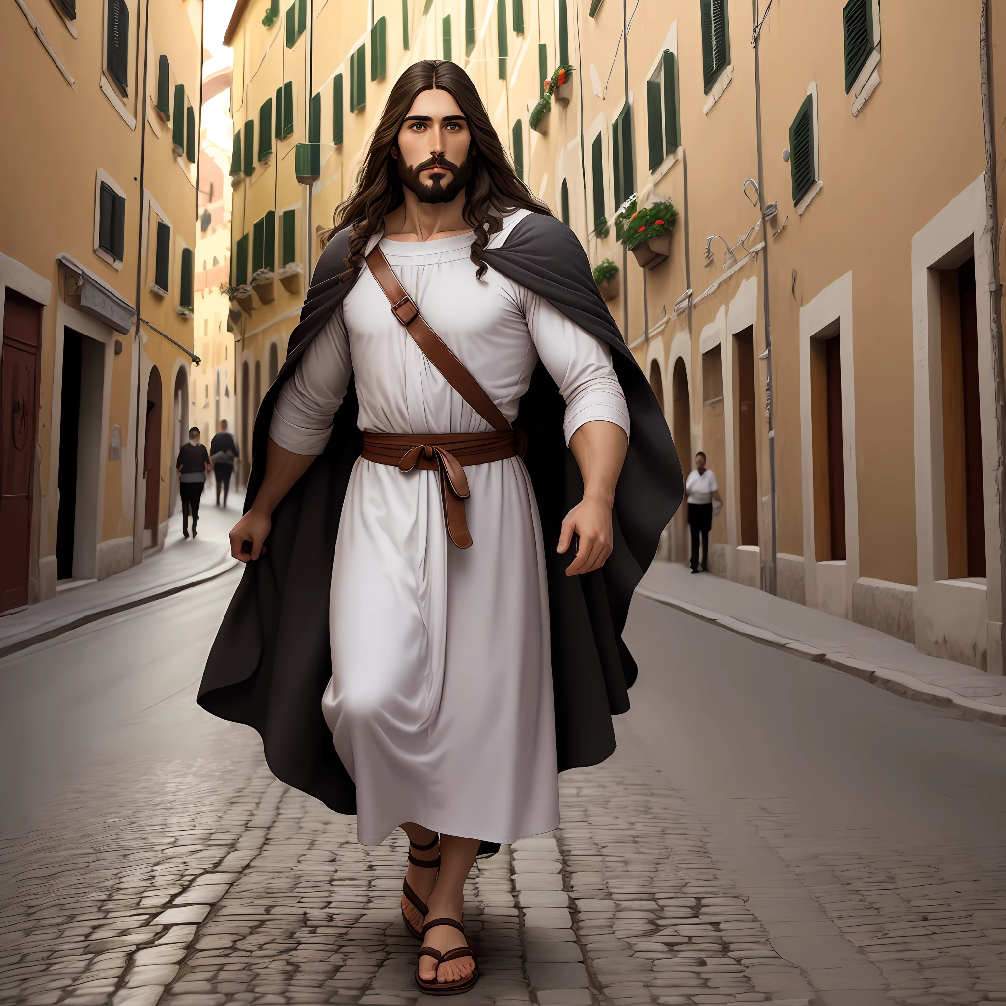 Jesus traveling through italian