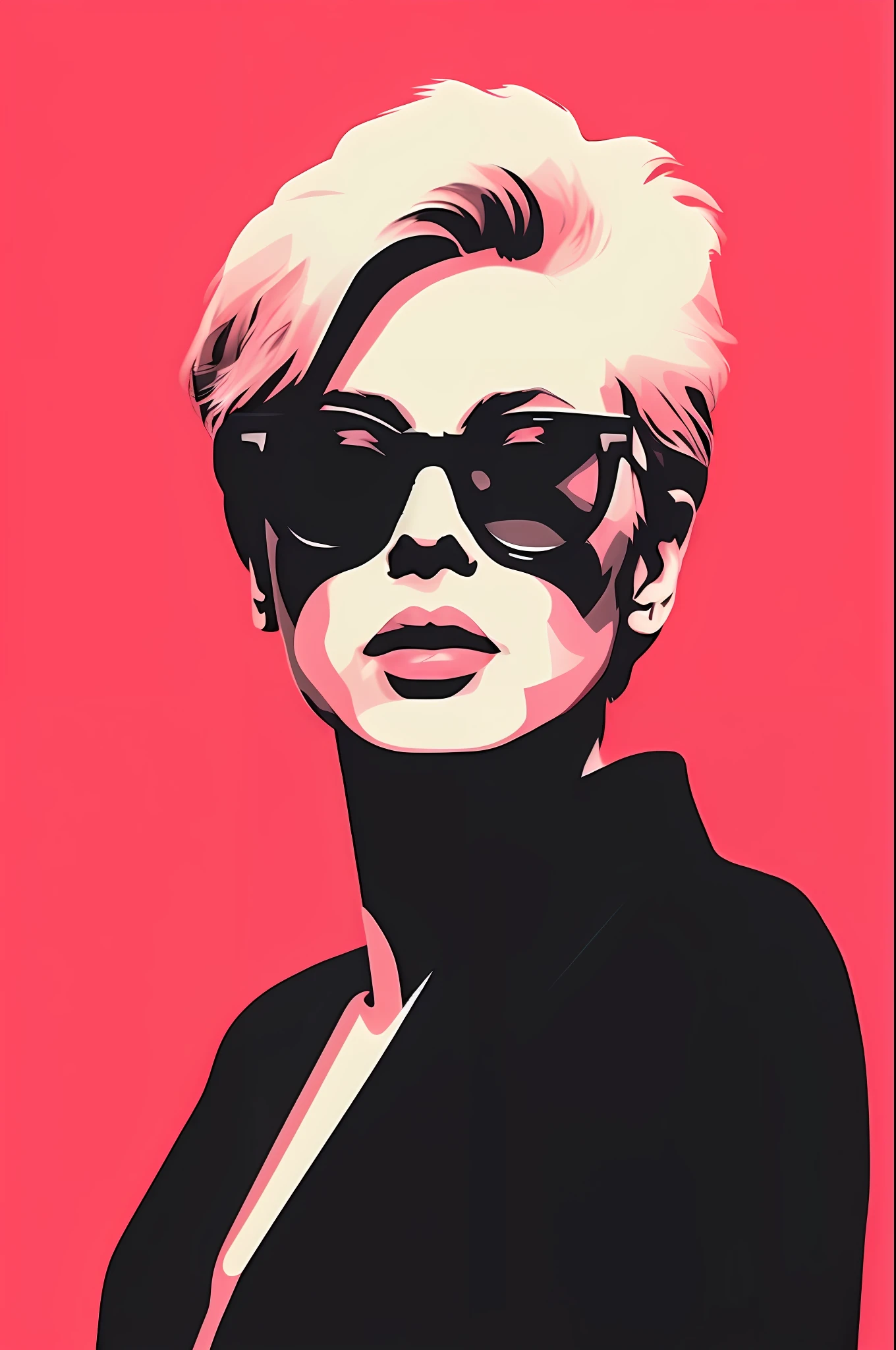 Minimal Celebrity: Create a minimalist portrait of a well-known celebrity using simple shapes and a limited color palette, inspired by Warhol's approach --ar 2:3
