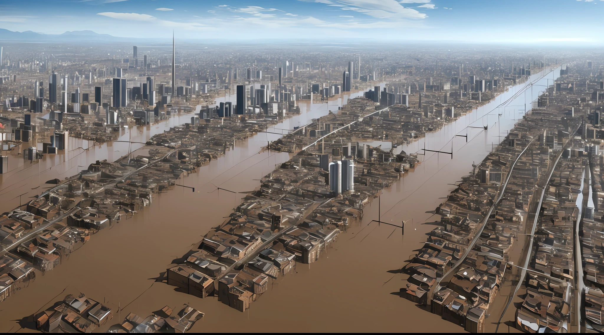 Images of a city devastated by floods, high quality images,ultra realistic details,8k