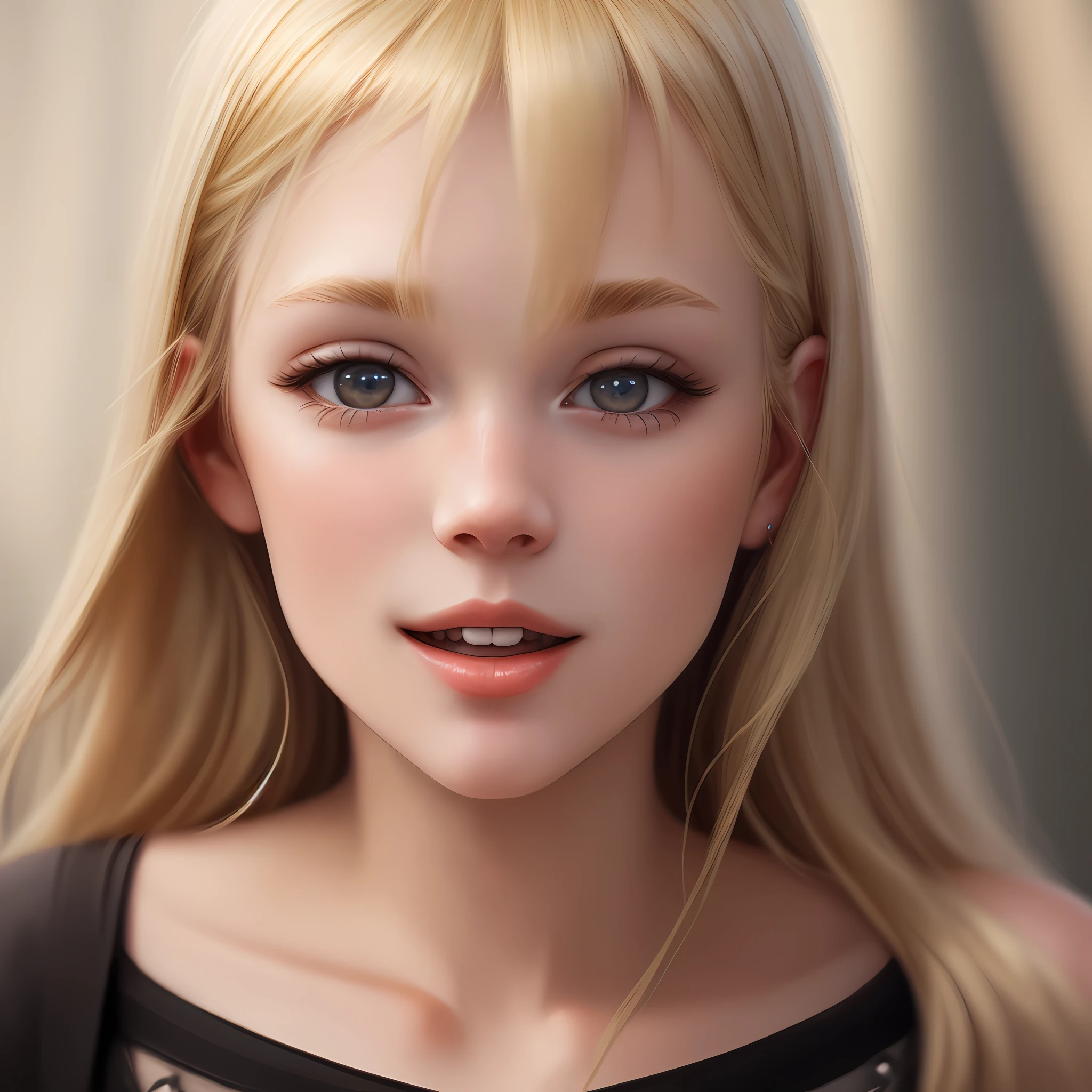 Young blonde, flossing, close, detailed, magical, realistic, 8k