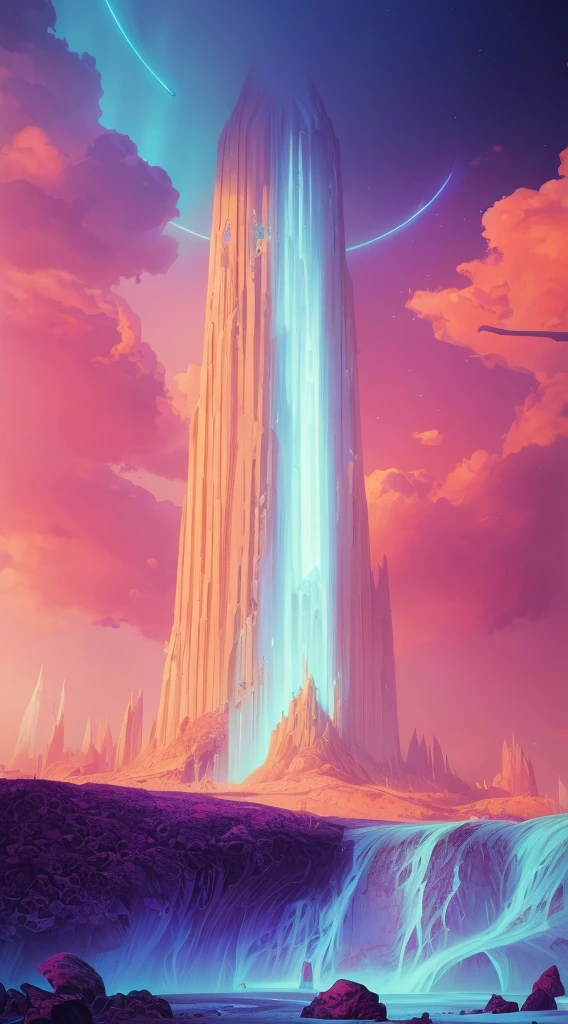 there is a very tall tower with a waterfall in the middle, inspired by Christopher Balaskas, by Christopher Balaskas, 8k stunning artwork, arstation and beeple highly, concept art wallpaper 4k, dan mumford. maya render, fractal thunder dan mumford, 4k highly detailed digital art, artgem and beeple masterpiece