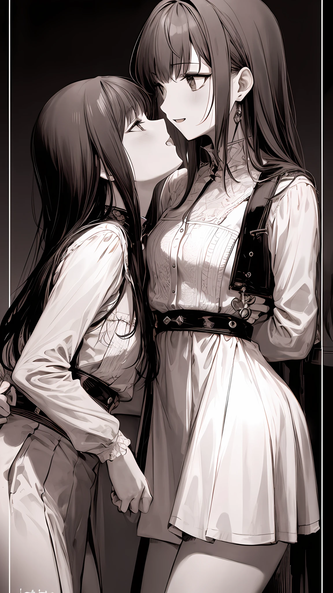 (horridtarot) , 2girls, kissing,