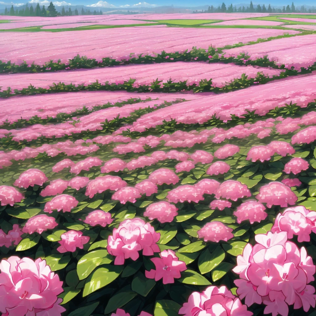 psychedelic heaven pink rhododendron field landscape