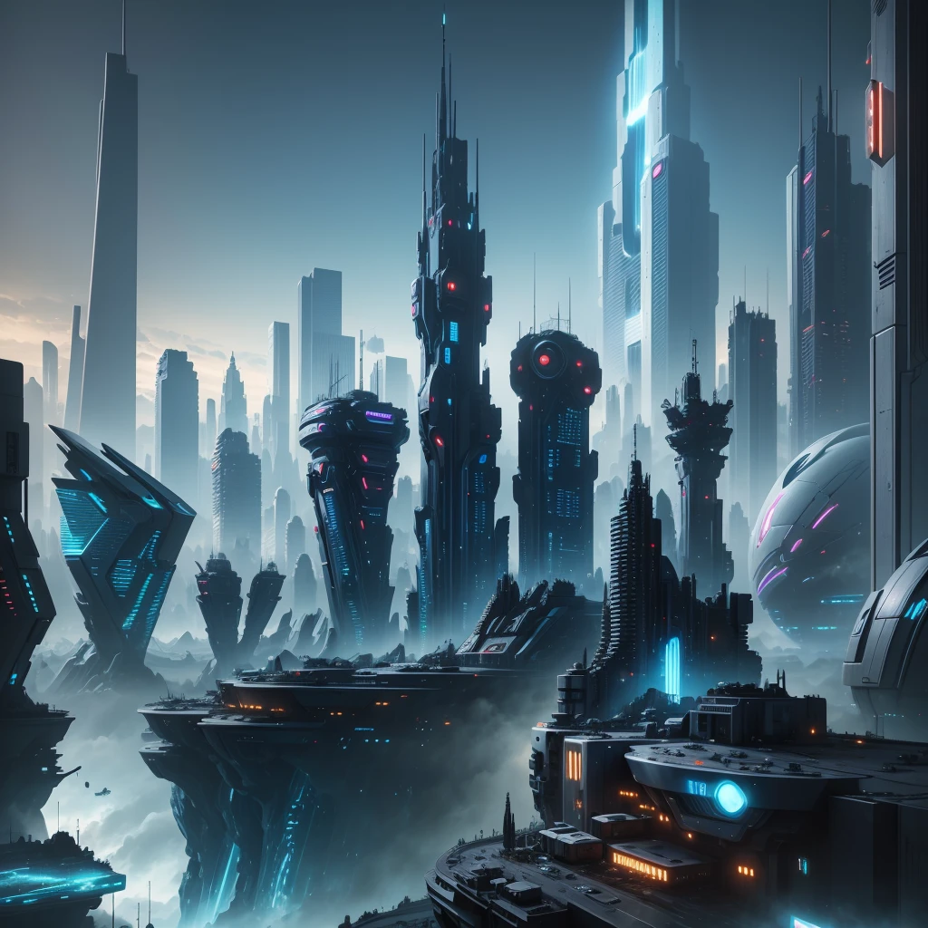 futuristic city, robots, civilians, ruins, Futurism, Luminism, ray tracing, close-up, Canon, UHD, masterpiece, high details, high quality, highres --v 6