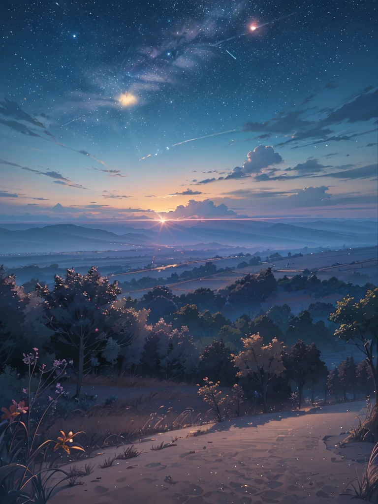 Summer, Makoto Shinkai&#39;s concept art, tumblr, magic realism, beautiful anime scenes, beautiful skies. by makoto shinkai, ( ( makoto shinkai ) ), anime background art, anime backgrounds, Makoto Shinkai&#39;s style, anime movie backgrounds, galaxy express, no humans. --v6