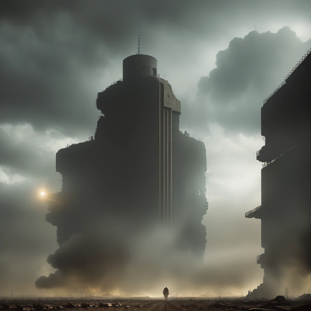 post-apocalyptic rendition of air-force:base. (Color Photo:1.3), best quality, (instaphoto:1.2), (post-apocalyptic:1.3),outside, (day), dark atmosphere, analog, masterpiece, detailed textured, cinematic lighting, epic wide angle shot, by robert capa