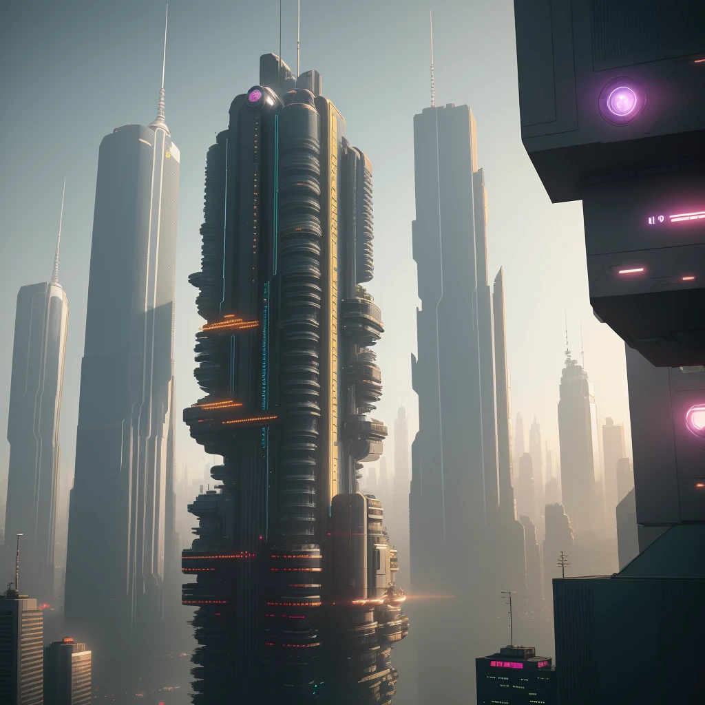 Futuristic cityscapes, ((Cyborg)), (Irregular architecture), Mechanical, (Cyberpunk), (Floating train), Drone, realistic lighting, (Abyss) masterpiece, high quality, beautiful graphics, high detail ,-- v6