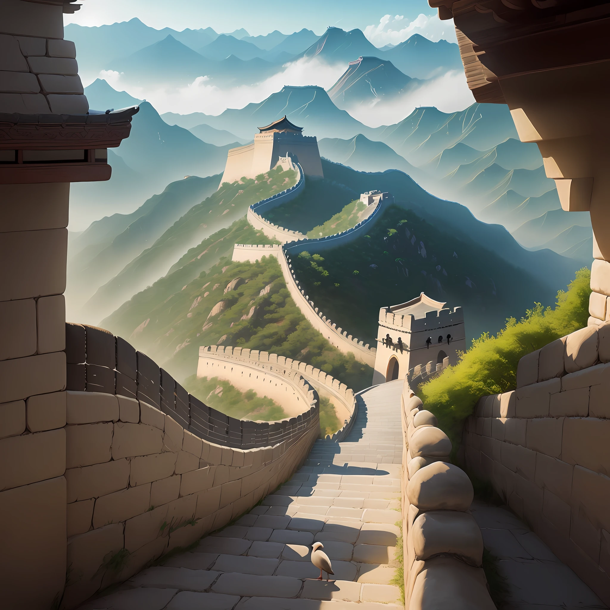 The majestic Great Wall of China, no characters, 5,000 years of China, the best picture quality, landscapes, flowers and birds, wild geese.