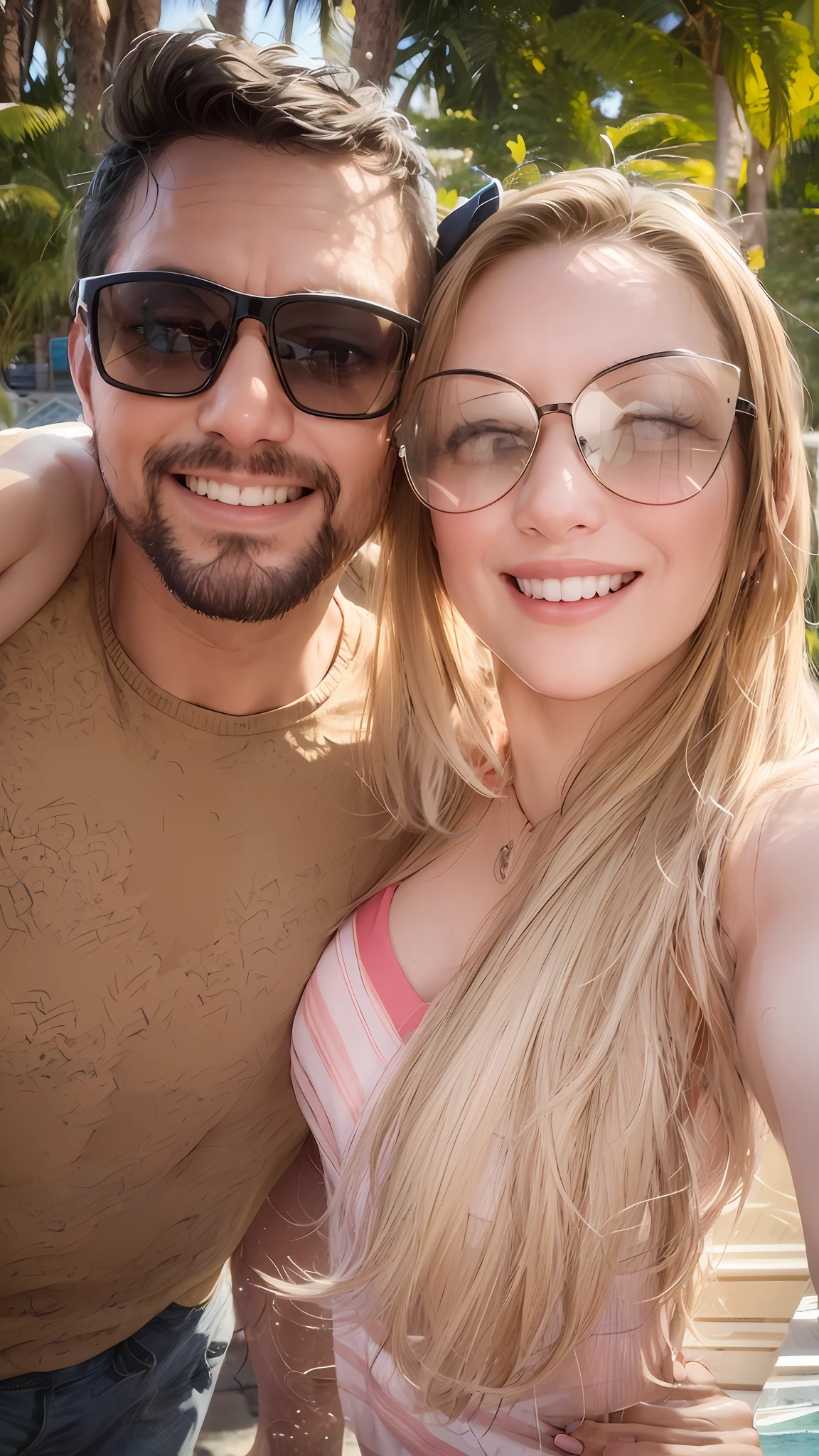 there is a man and woman posing for a picture together, happy couple, vacation photo, by Nándor Katona, couple, lovely couple, profile pic, profile image, having a great time, in sao paulo, smiling couple, having fun in the sun, they are in love, low quality photo, in love selfie, snapchat photo, avatar image