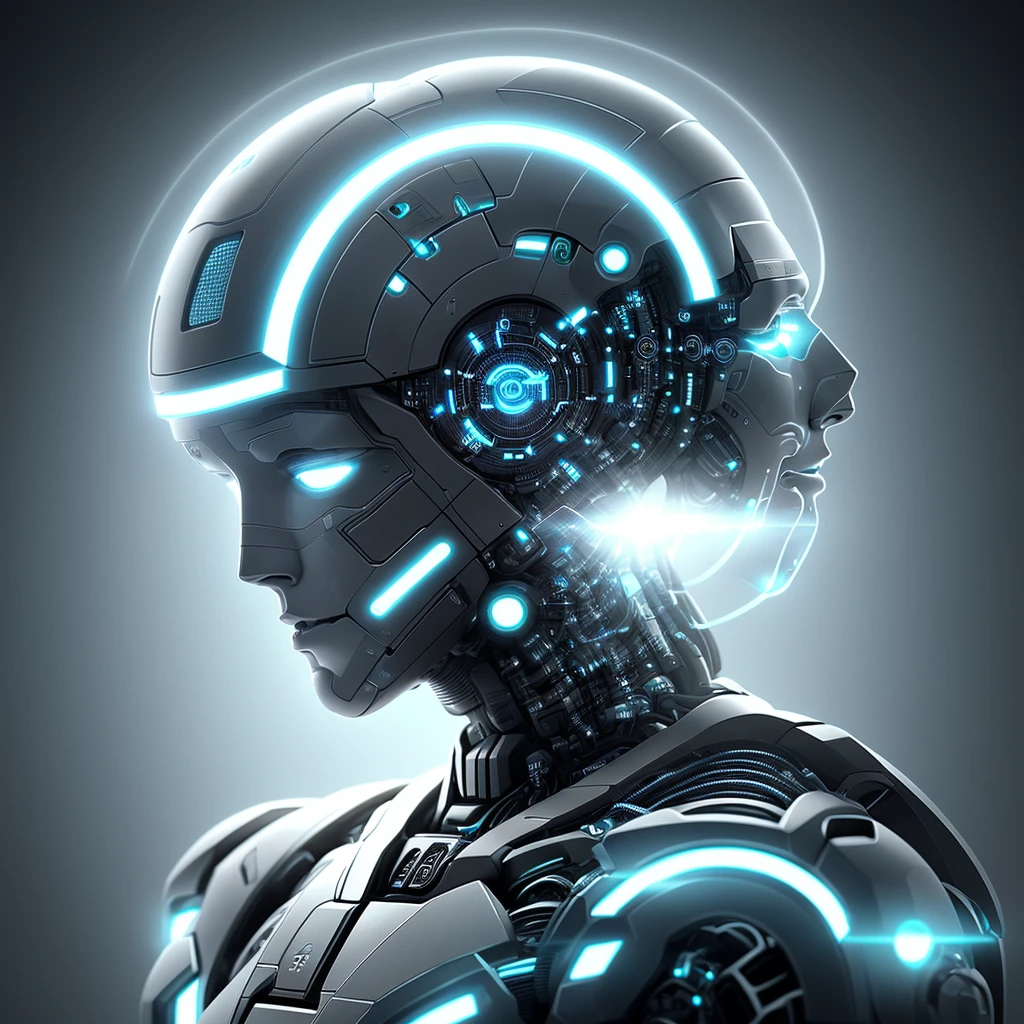 artificial intelligence logo, futuristic synthetic android, brain with AI chip, artificial intelligence background, realistic, futuristic, dominating, ultra realism, AI theme, gpt4