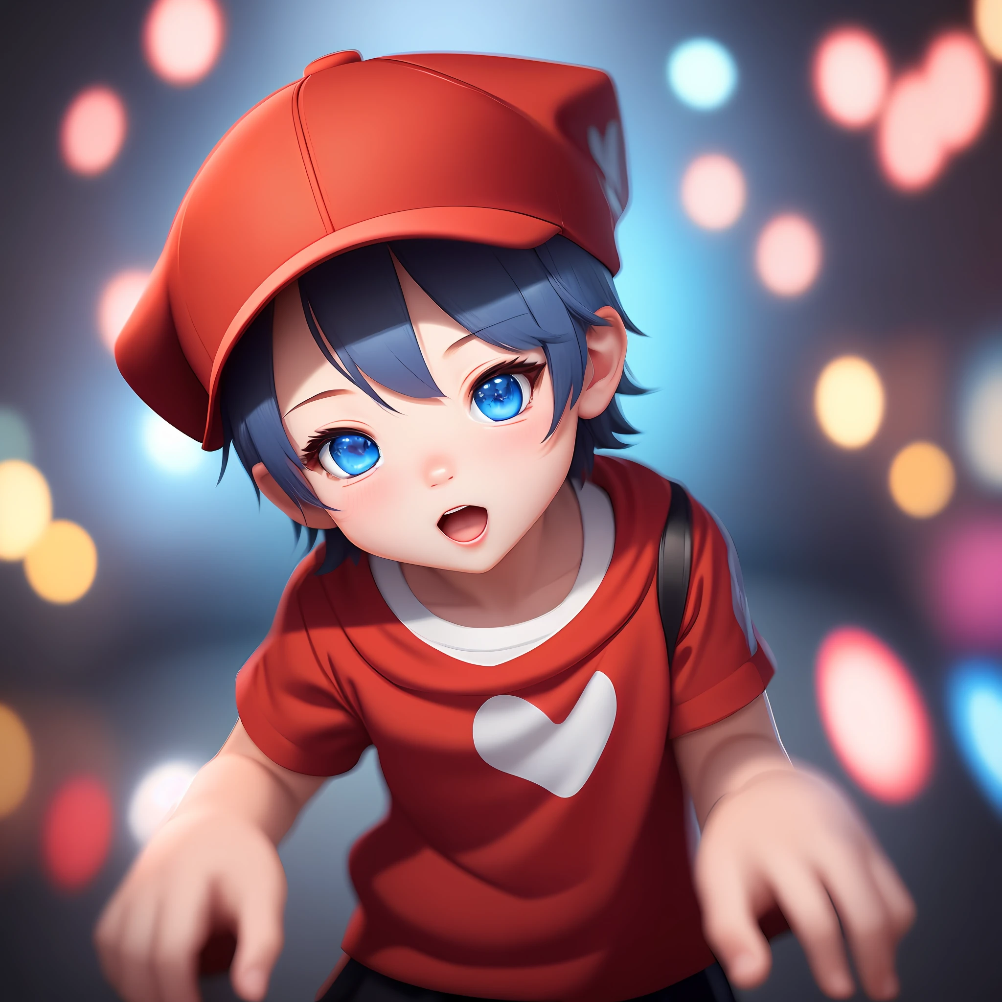 boy, hyperrealistic red hat Anime chibi, cartoon, cinematic lighting effect, charming, 3D vector art, cute and quirky, fantasy art, bokeh, hand-drawn, digital painting, soft lighting, isometric style, resolution 4K, photorealistic rendering, highly detailed cleanup, vector image, photorealistic masterpiece, professional photography, simple space backdrop, isometric, vibrant vector, blue eyes