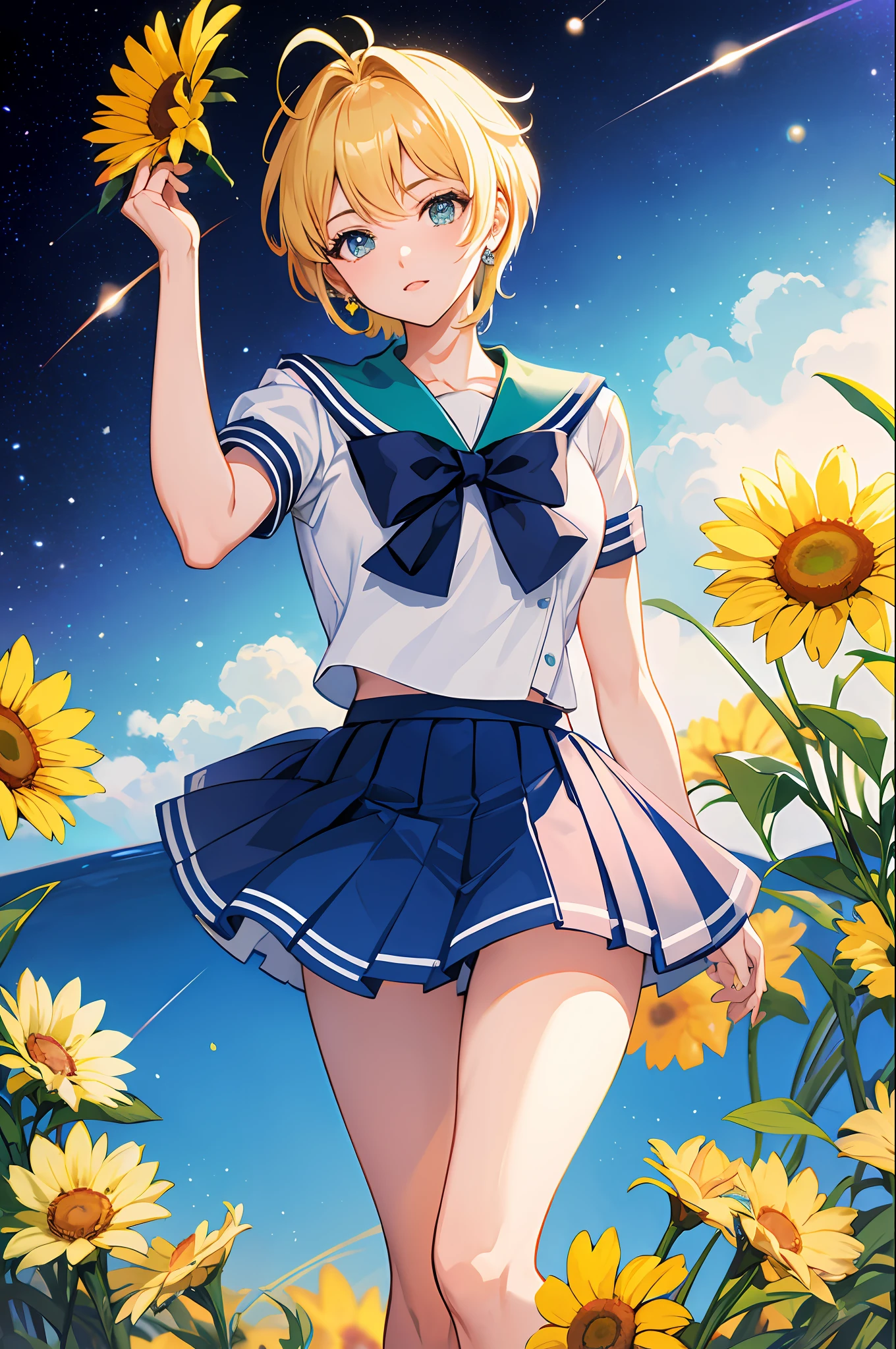 Sailor uranus, background of the universe, galaxy, , flowers