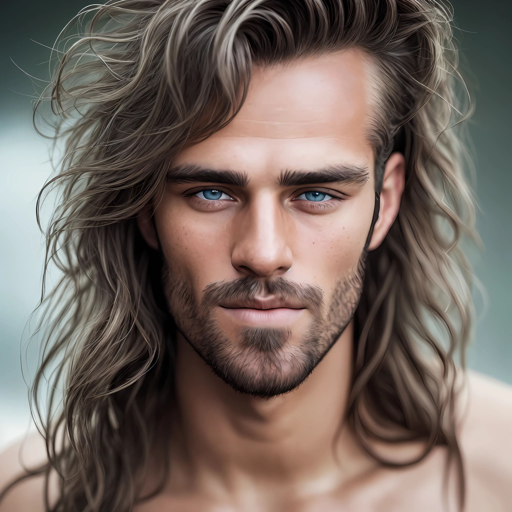 a photorealistic portrait of a stunningly beautiful tanned argentinian man without make-up, extremely detailed light blue eyes, detailed symmetric realistic face, extremely detailed natural texture, peach fuzz, windy long hair, masterpiece, absurdres, award winning photo by lee jeffries, nikon d850 film stock photograph, kodak portra 400 camera f1.6 lens, extremely detailed, amazing, fine detail, rich colors, hyper realistic lifelike texture, dramatic lighting, unrealengine, trending on artstation, cinestill 800 tungsten, looking at the viewer, photo realistic, RAW photo, TanvirTamim, high quality, highres, sharp focus, extremely detailed, cinematic lighting, 8k uhd,-imagine-