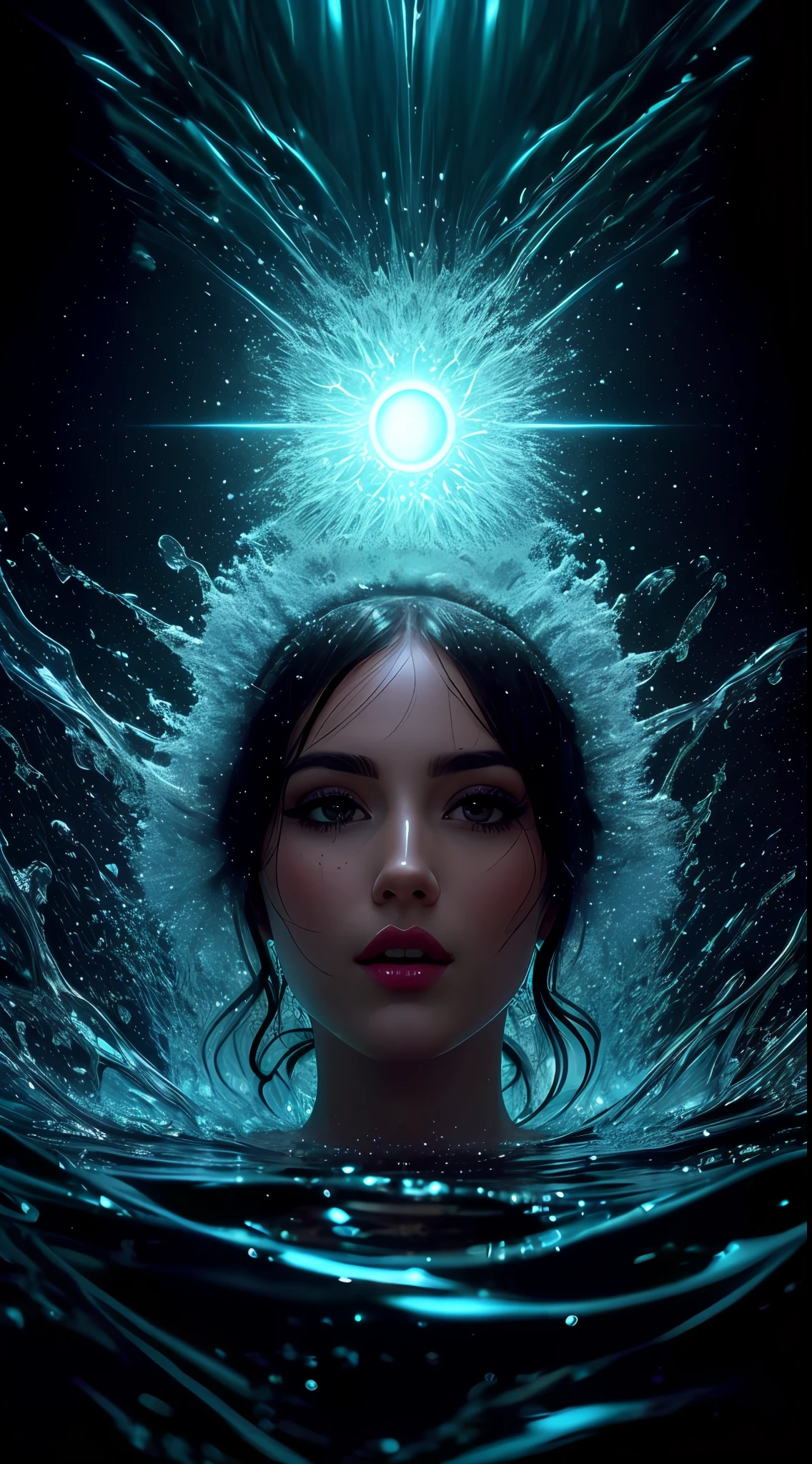 Explosion, splash, apple is falling into the water, close up, water is splashing radially, centered, perfect composition, vogue style, creative food photography, softbox, trend in the art station, sharp focus, studio photo, intricate details, highly detailed, by Greg Rutkowski, fashion magazine cover, 8k, 32k, HDR