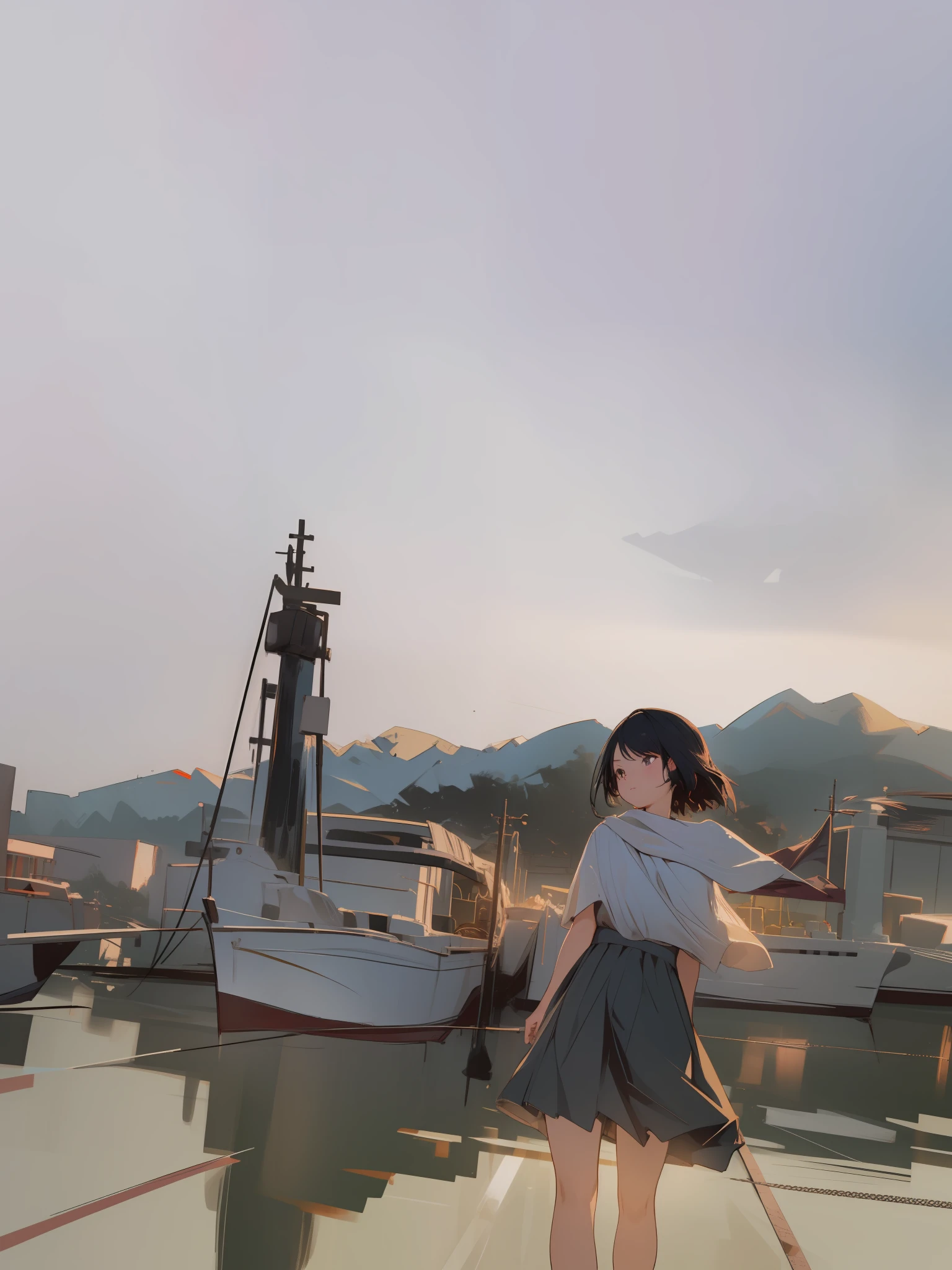 Girl facing the camera, Verism, chiaroscuro, depth of field, stereogram, Eye-Level Shot, cinematic lighting, ray tracing, depth of field, high quality, ccurate, high quality, textured skin