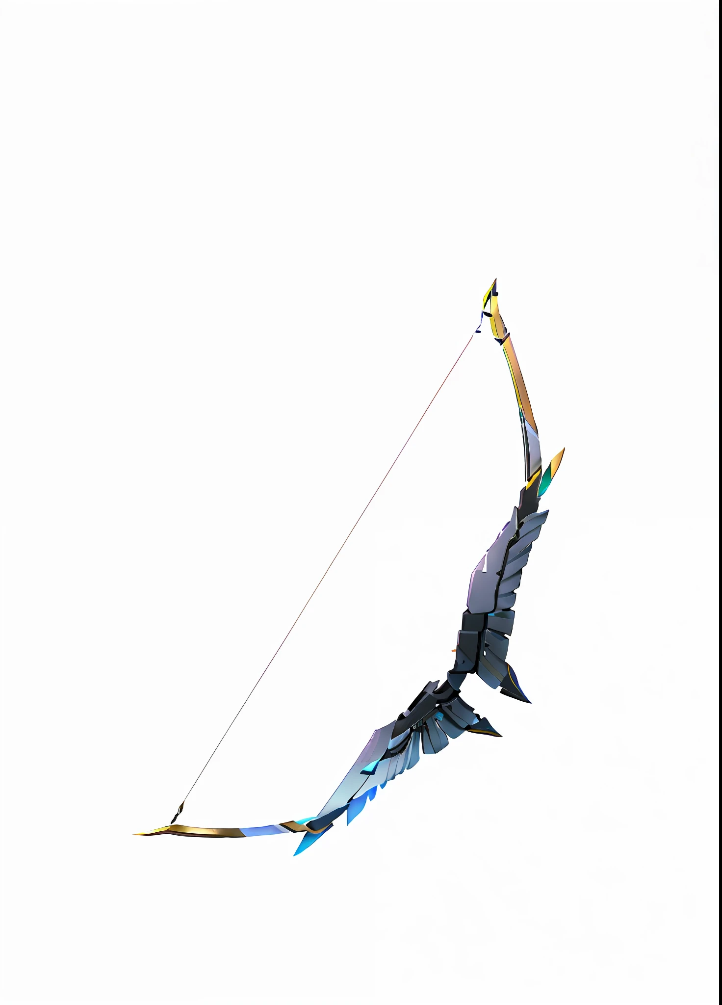 (fantasy scythe, moonlight rendering, ray-traced blade), flying in the air, ((longbow + magic longbow + archer bow + grip mechanical bow + arrow longbow + short bow + battle blade weapon) | winged archer | with bow and arrow | decorative bow), (bow and arrow|longbow | archer), longsword, Volumetric light